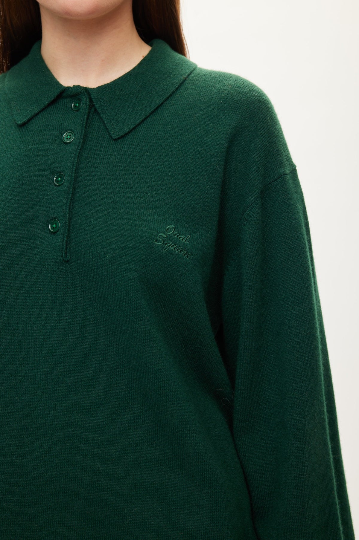 Oval Square Avar knit Polo KNITS Pine Green
