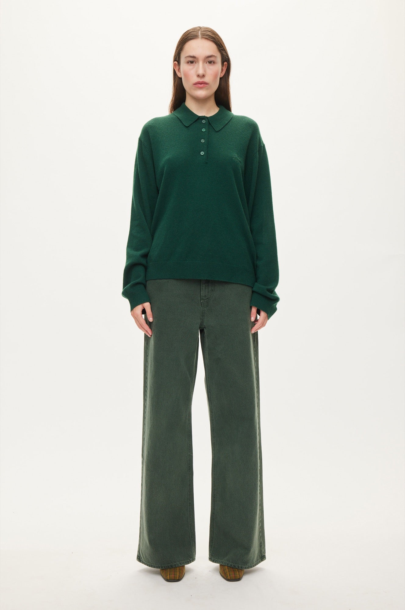 Oval Square Avar knit Polo KNITS Pine Green