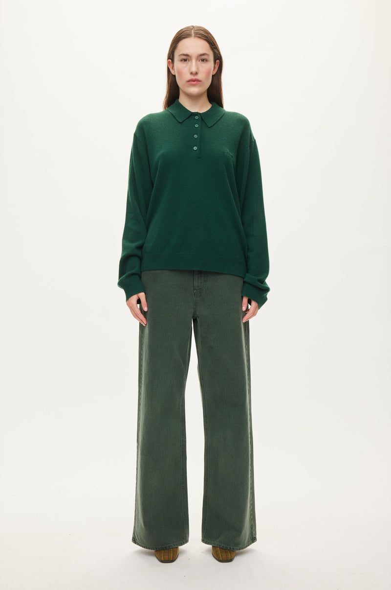 Oval Square Avar knit Polo KNITS Pine Green