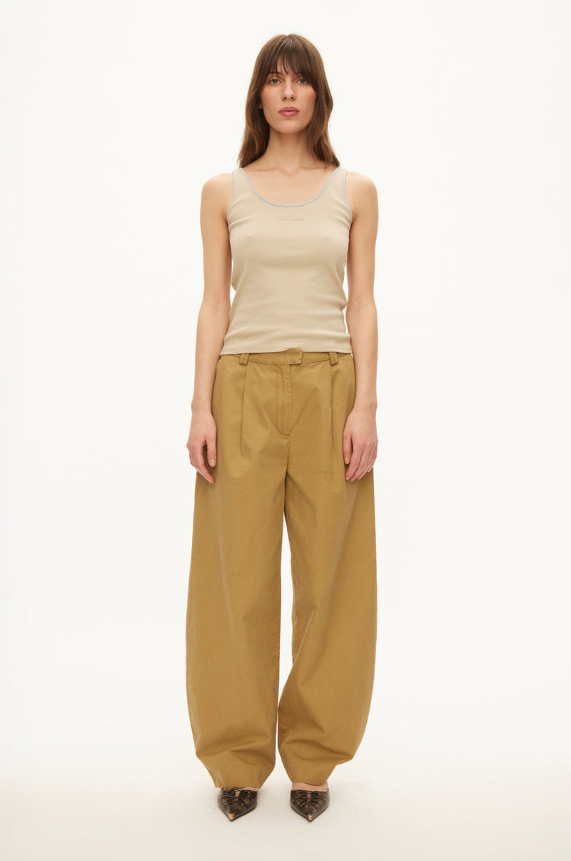 Oval Square Base tank top TOP Beige