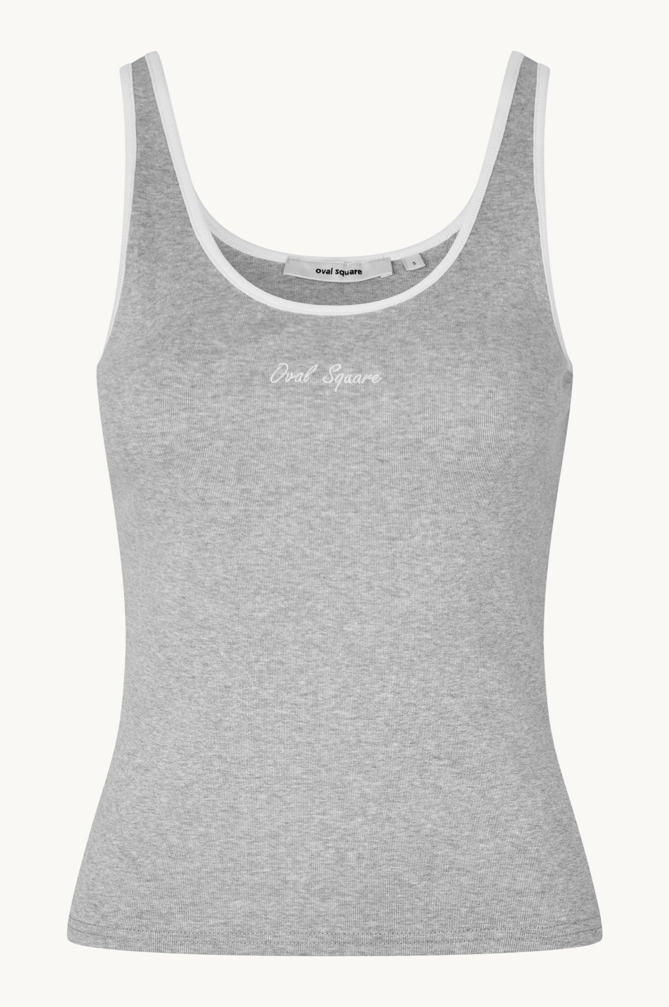 Oval Square Base tank top TOP Grey Melange