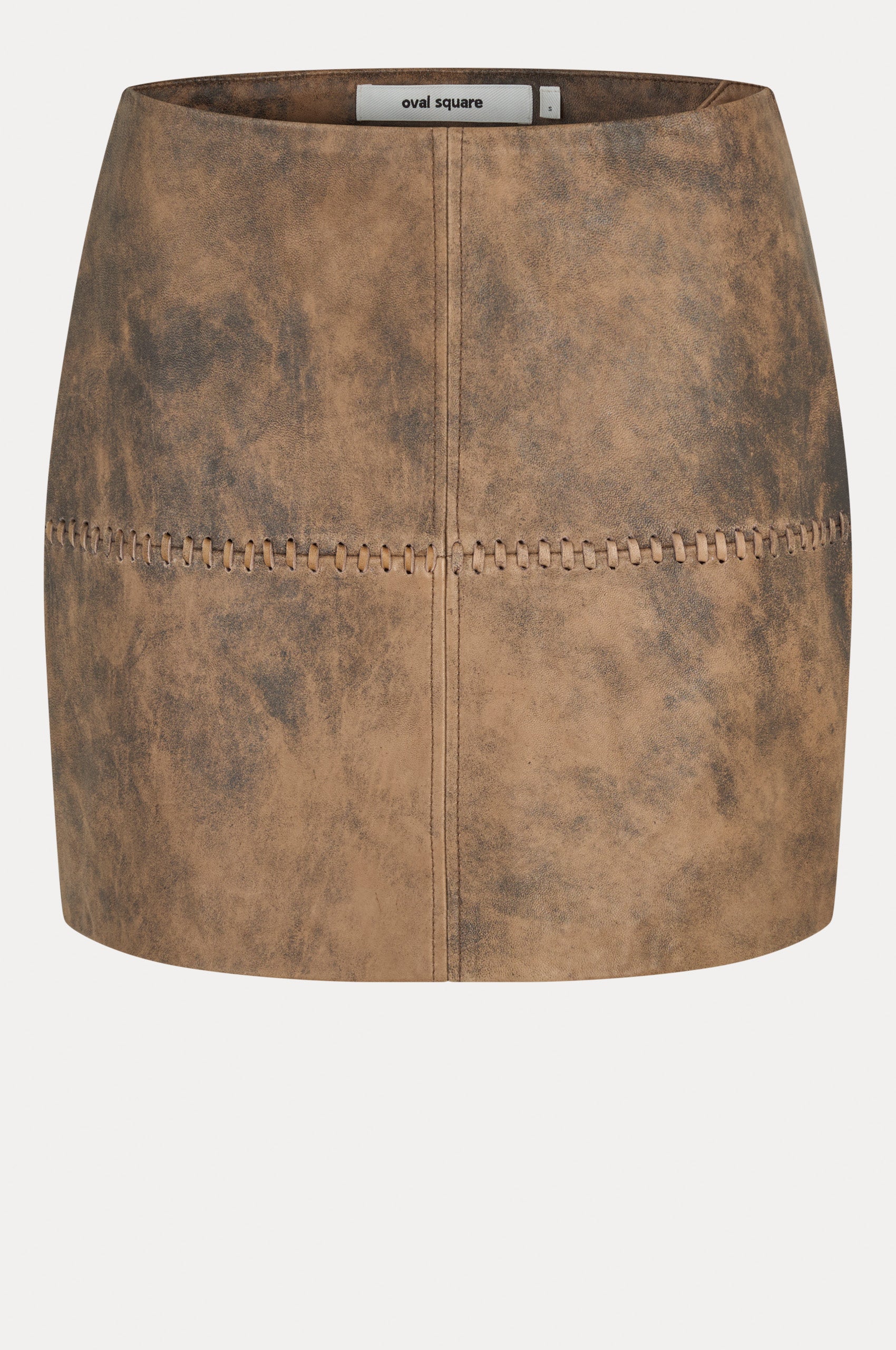 Oval Square Bee Leather Skirt SKIRTS 6023 Pecan Brown