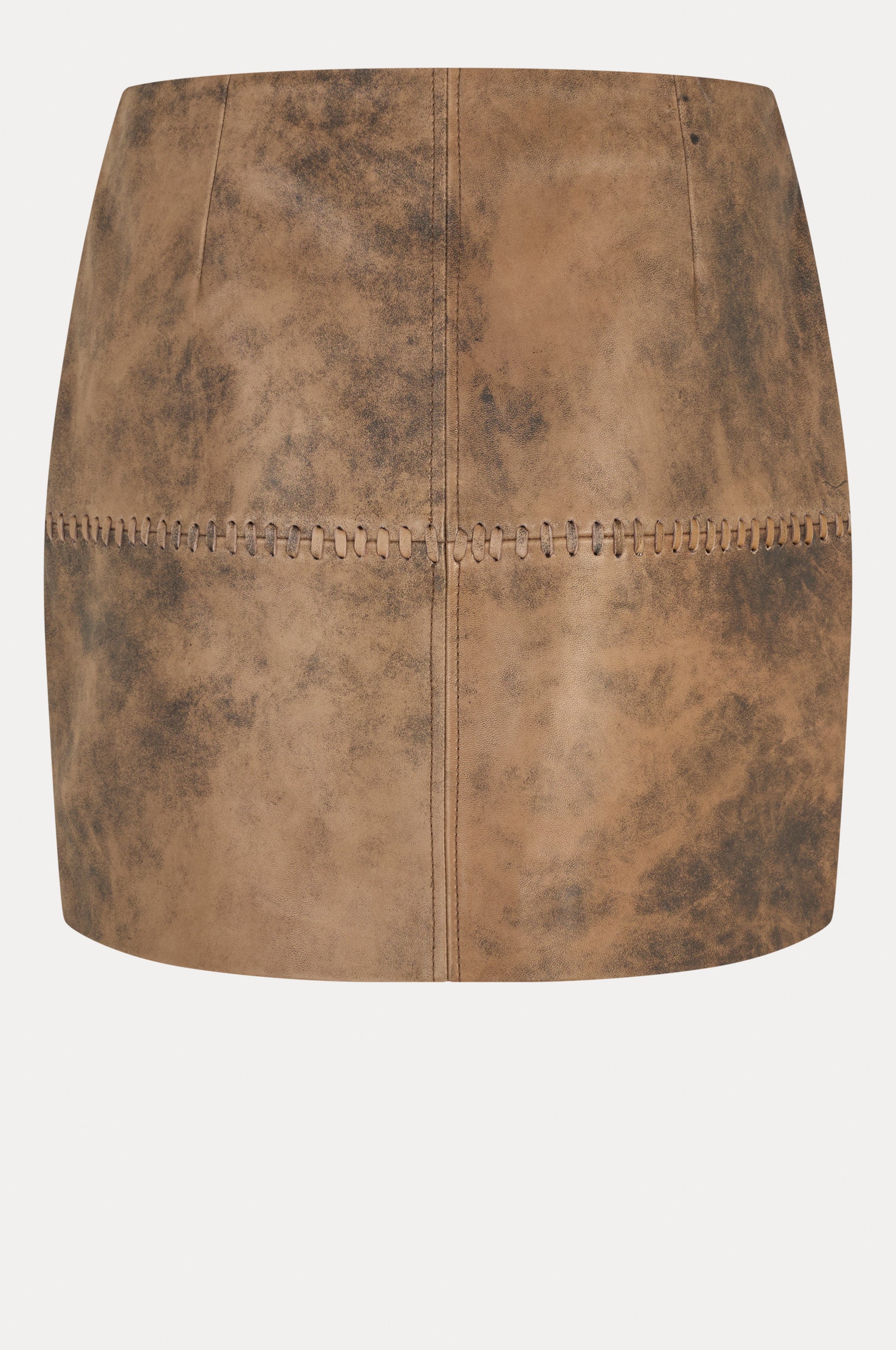 Oval Square Bee Leather Skirt SKIRTS 6023 Pecan Brown