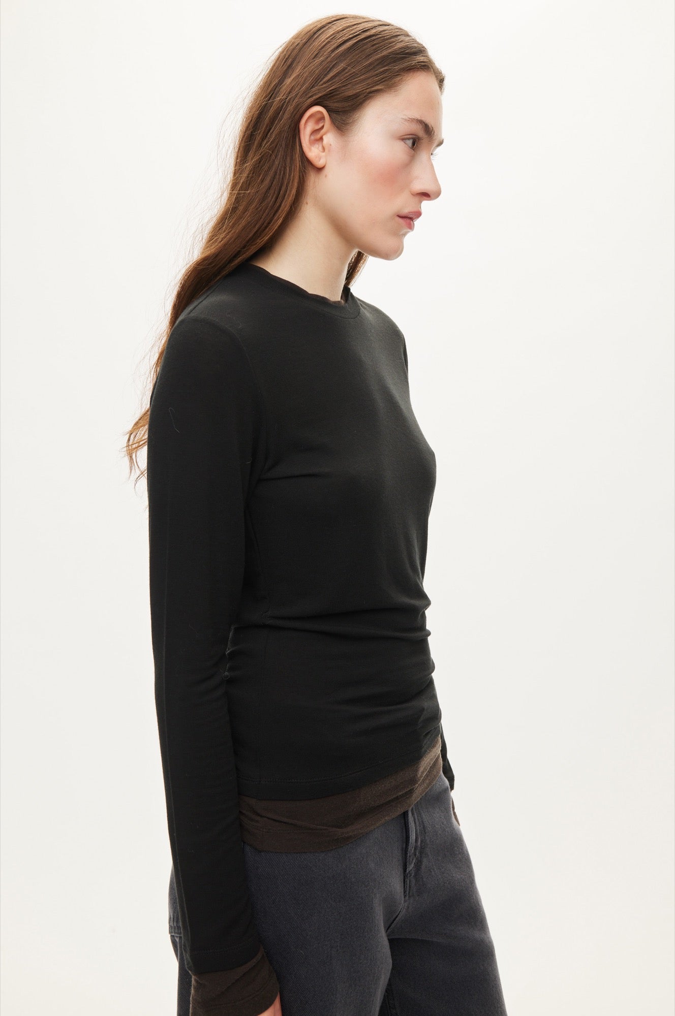 Oval Square Bibi Blouse BLOUSES Black /Dark brown