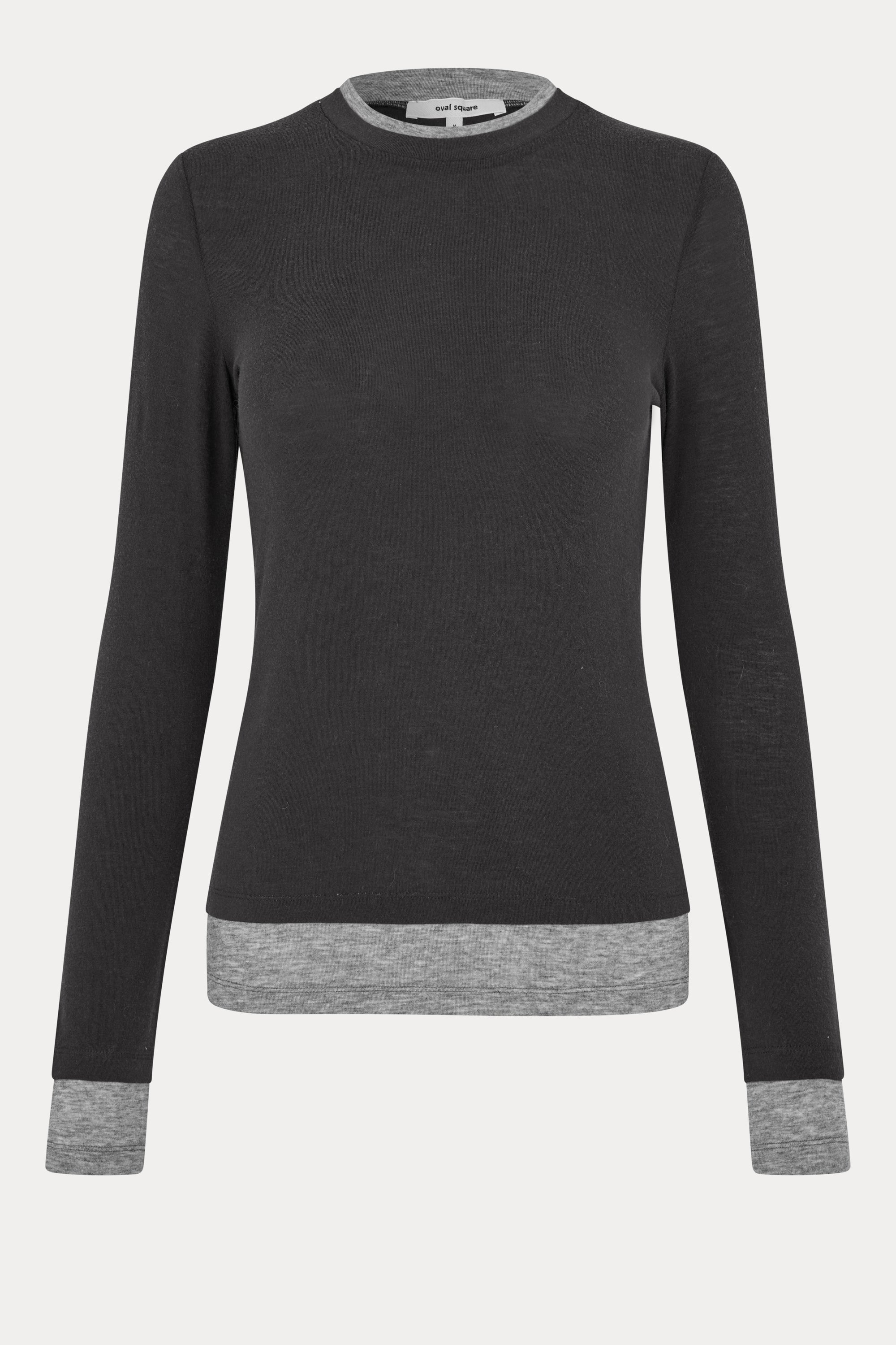 Oval Square Bibi Blouse BLOUSES Dark Brown / Grey Mel
