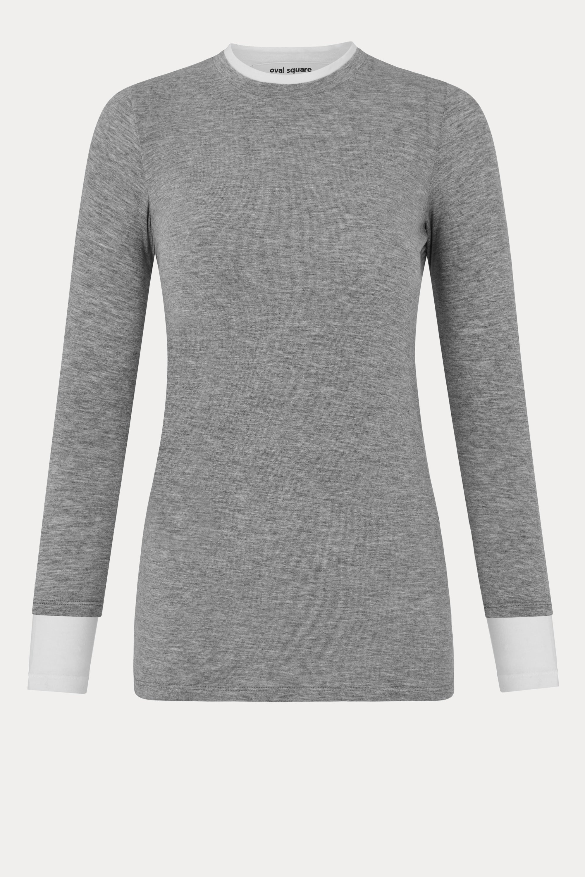 Oval Square Bibi Blouse BLOUSES Grey Mel / Off White