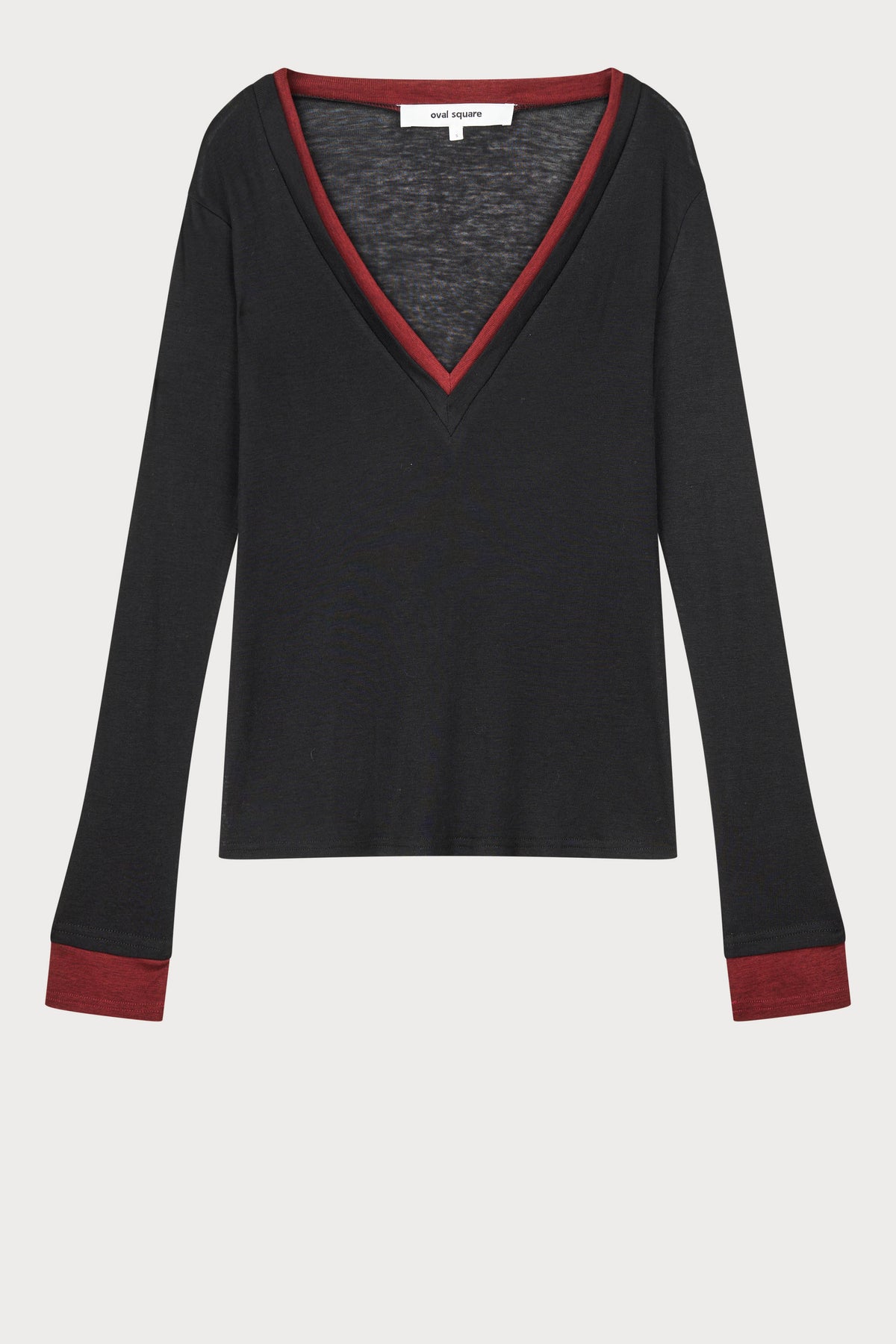 Oval Square Bibi Deep-V Blouse BLOUSES Black