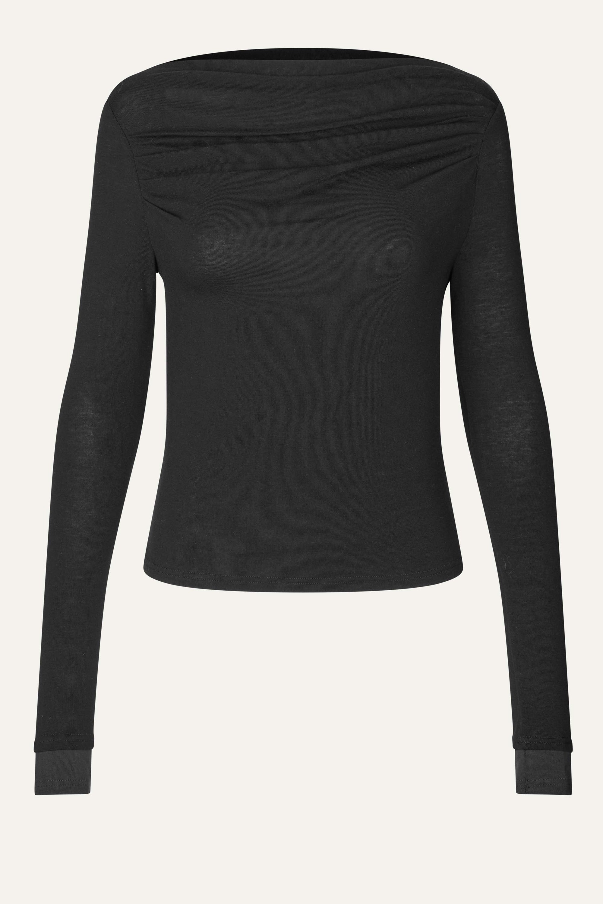 Oval Square Bibi Drape Blouse BLOUSES Black w/brown