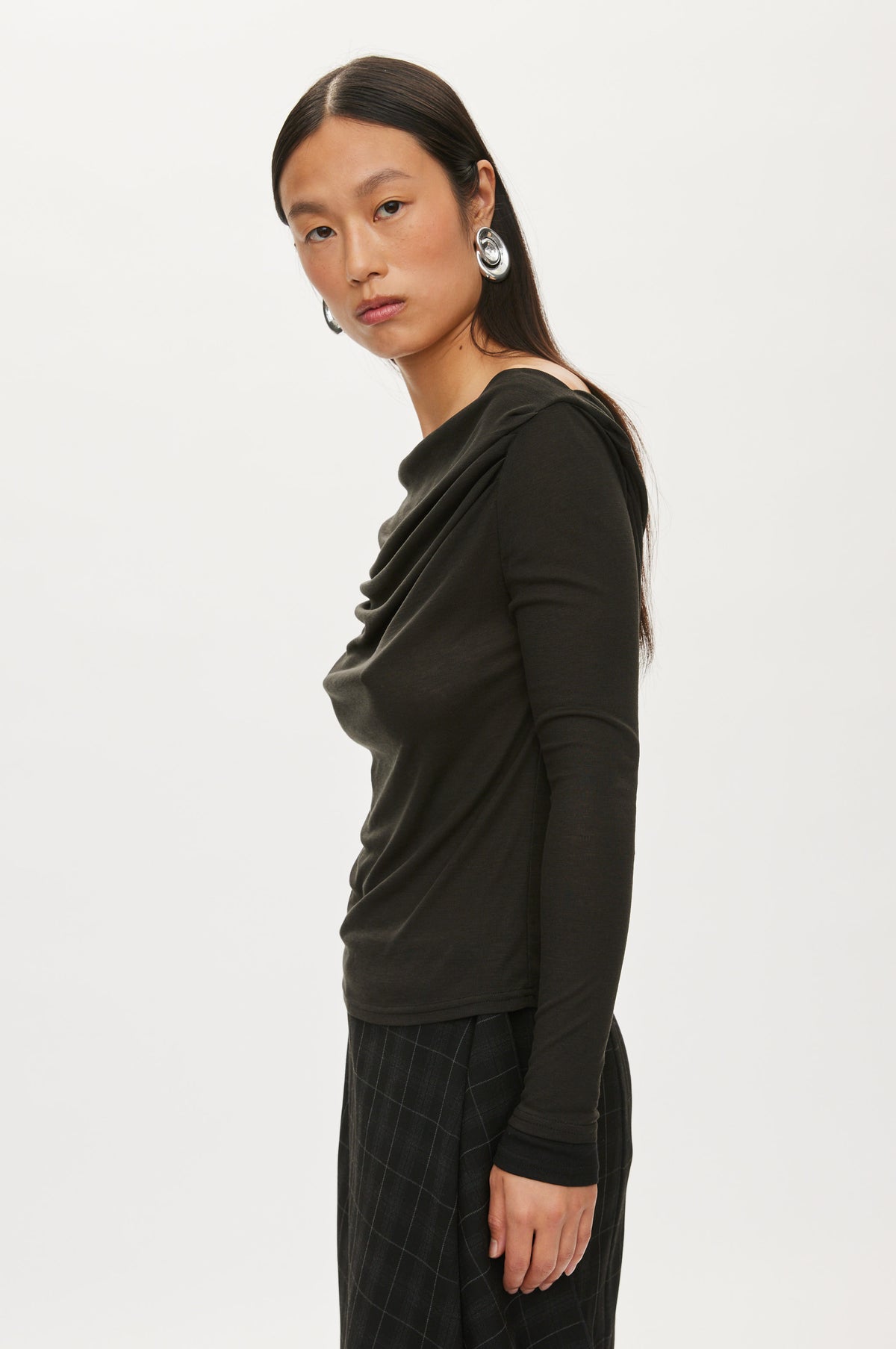 Oval Square Bibi Drape Blouse BLOUSES Moonless night