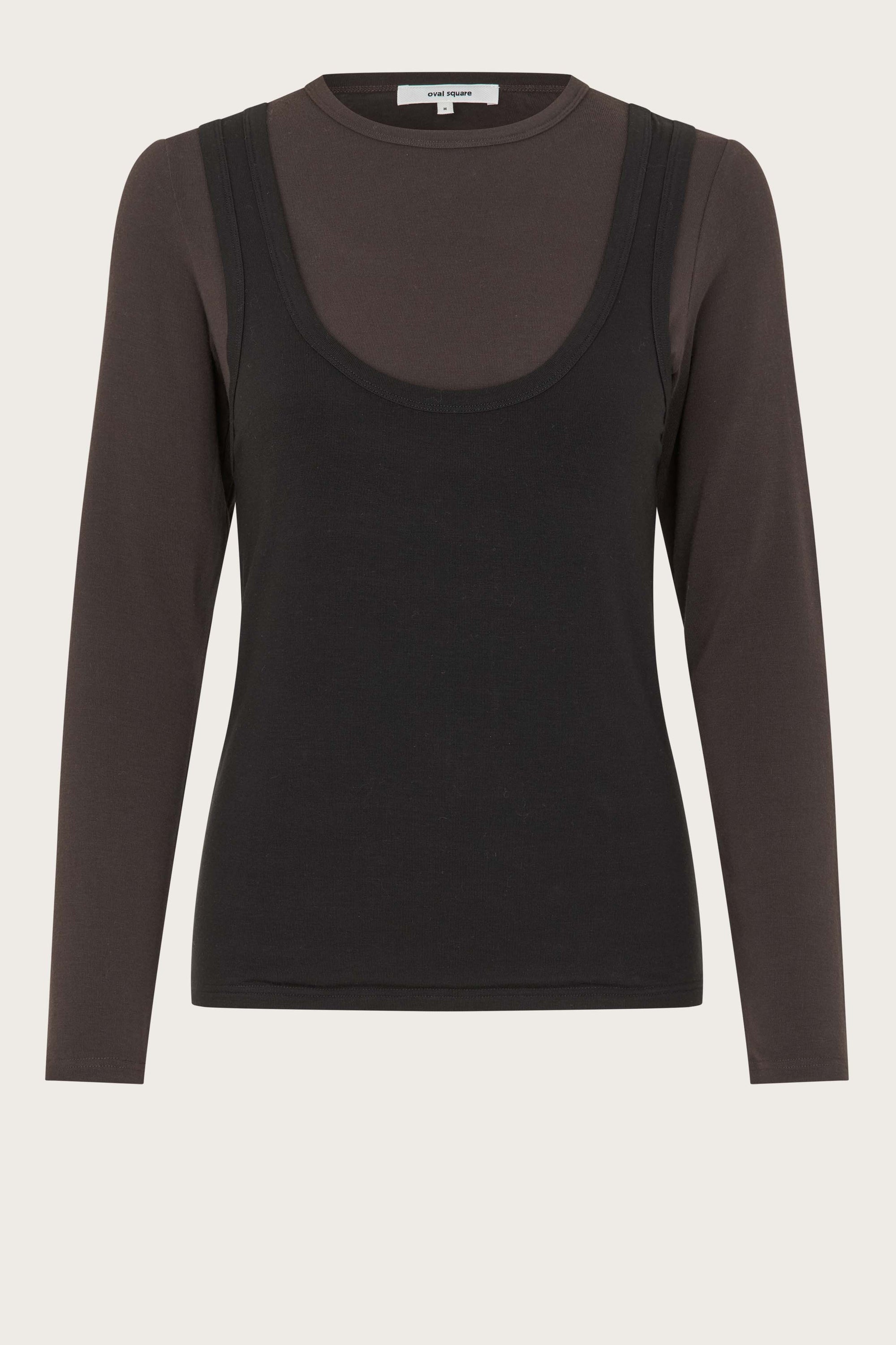 Oval Square Bibi Top Blouse BLOUSES Black w/brown