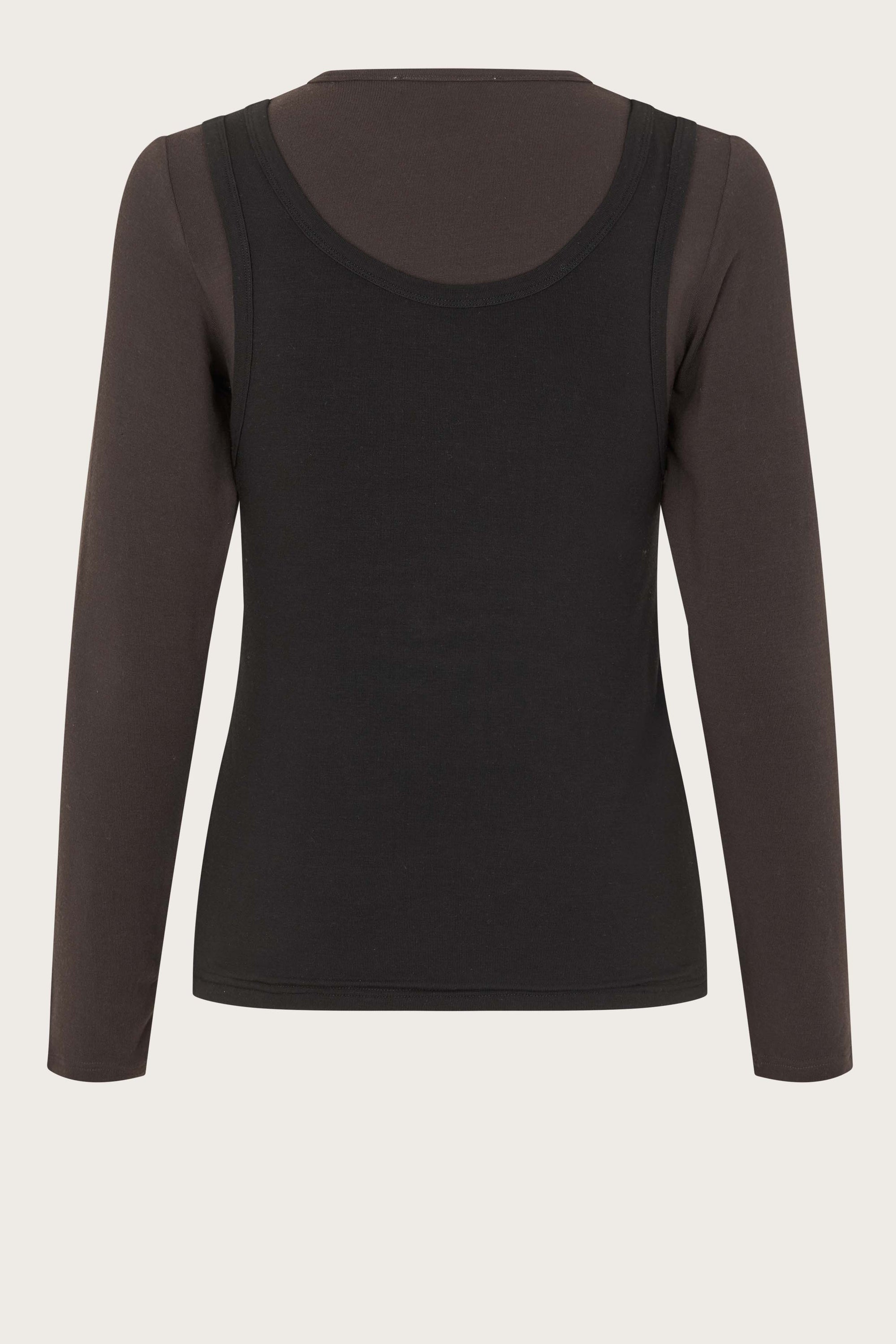 Oval Square Bibi Top Blouse BLOUSES Black w/brown