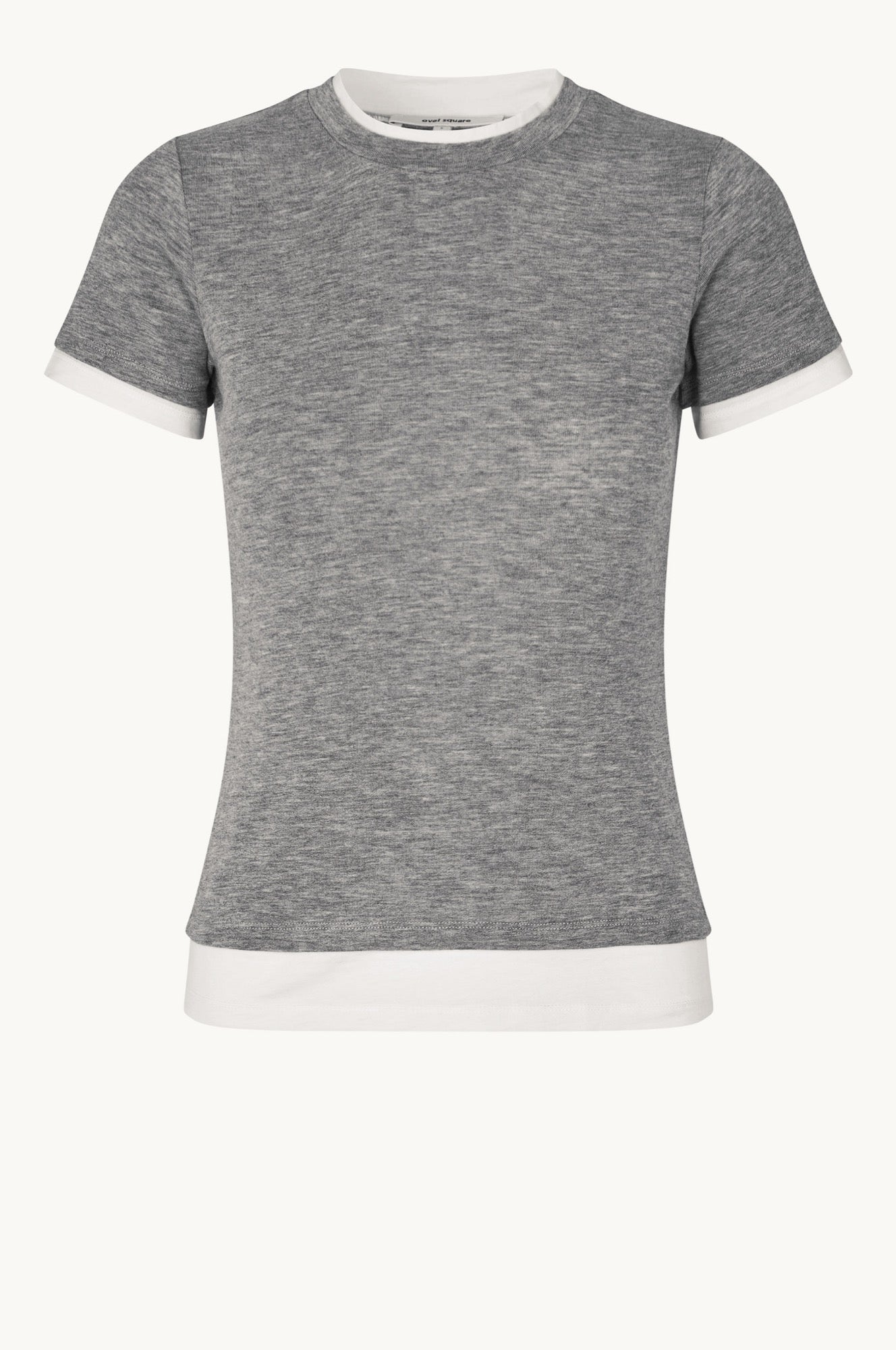 Oval Square Bibi ss tee BLOUSES Grey melange/ white