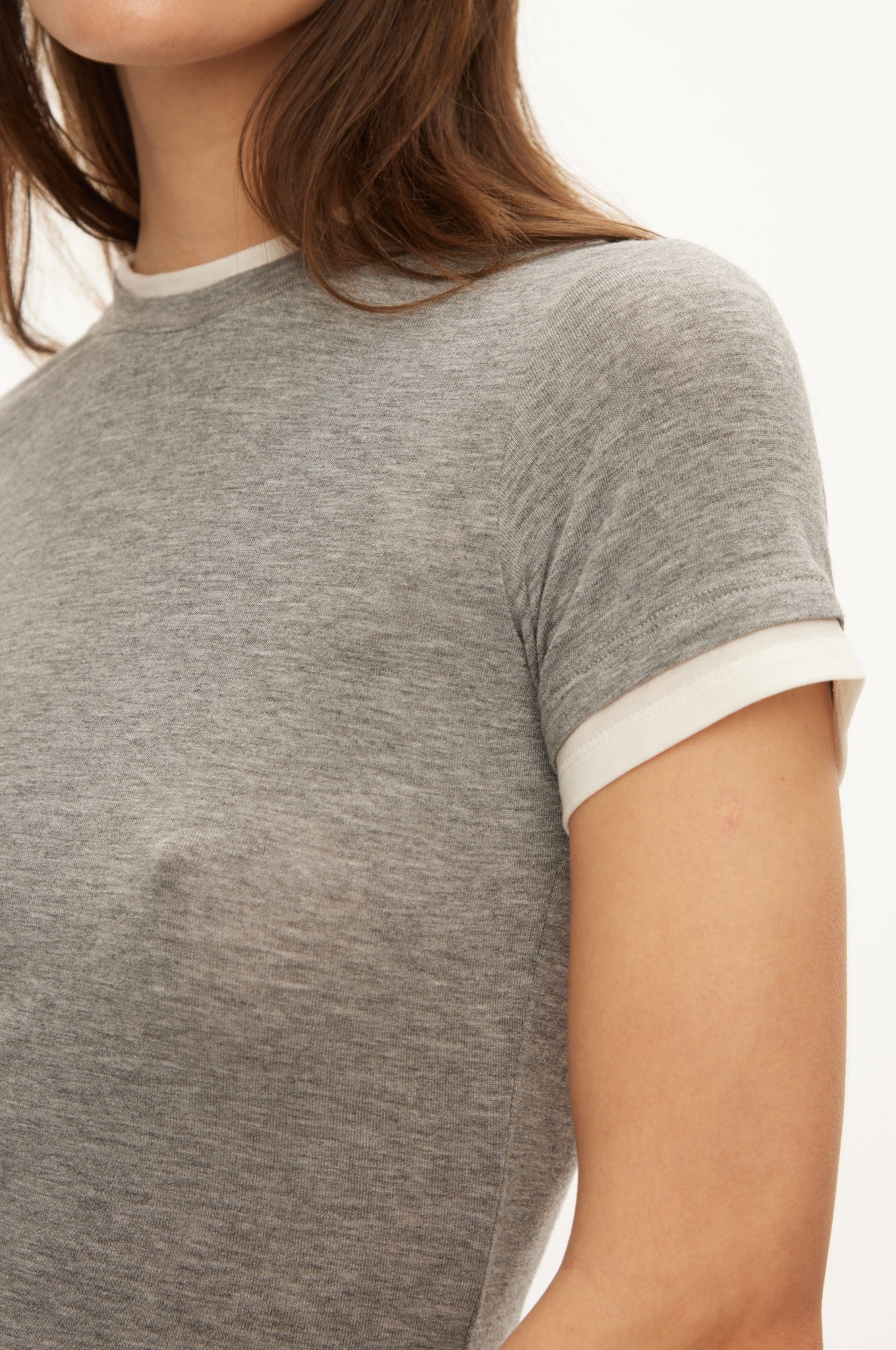 Oval Square Bibi ss tee BLOUSES Grey melange/ white