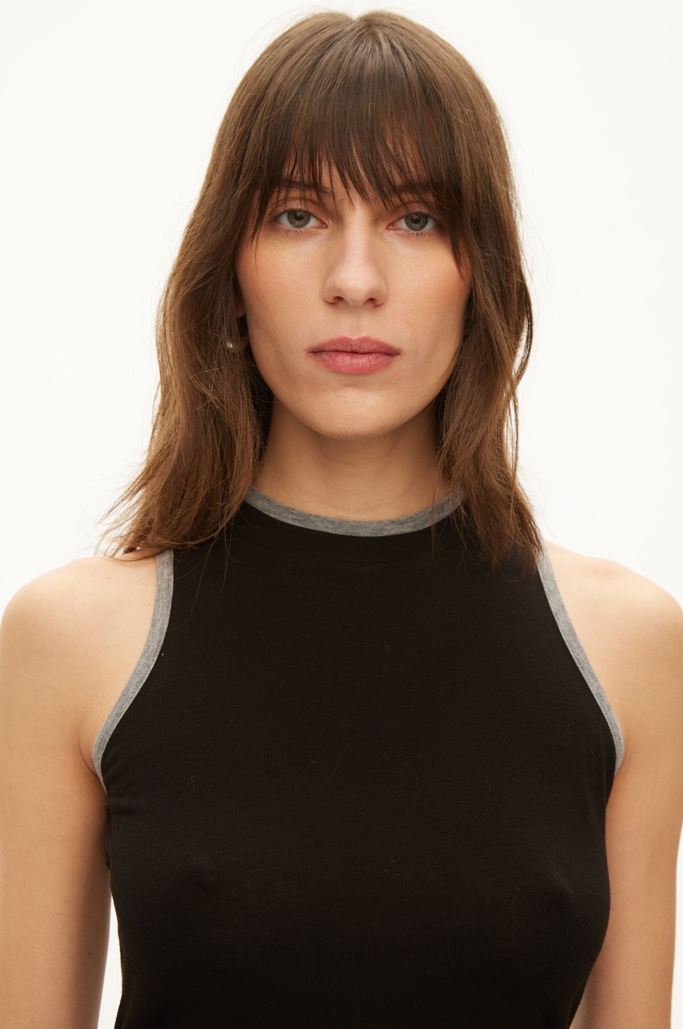 Oval Square Bibi tank top TOP Black/grey melange