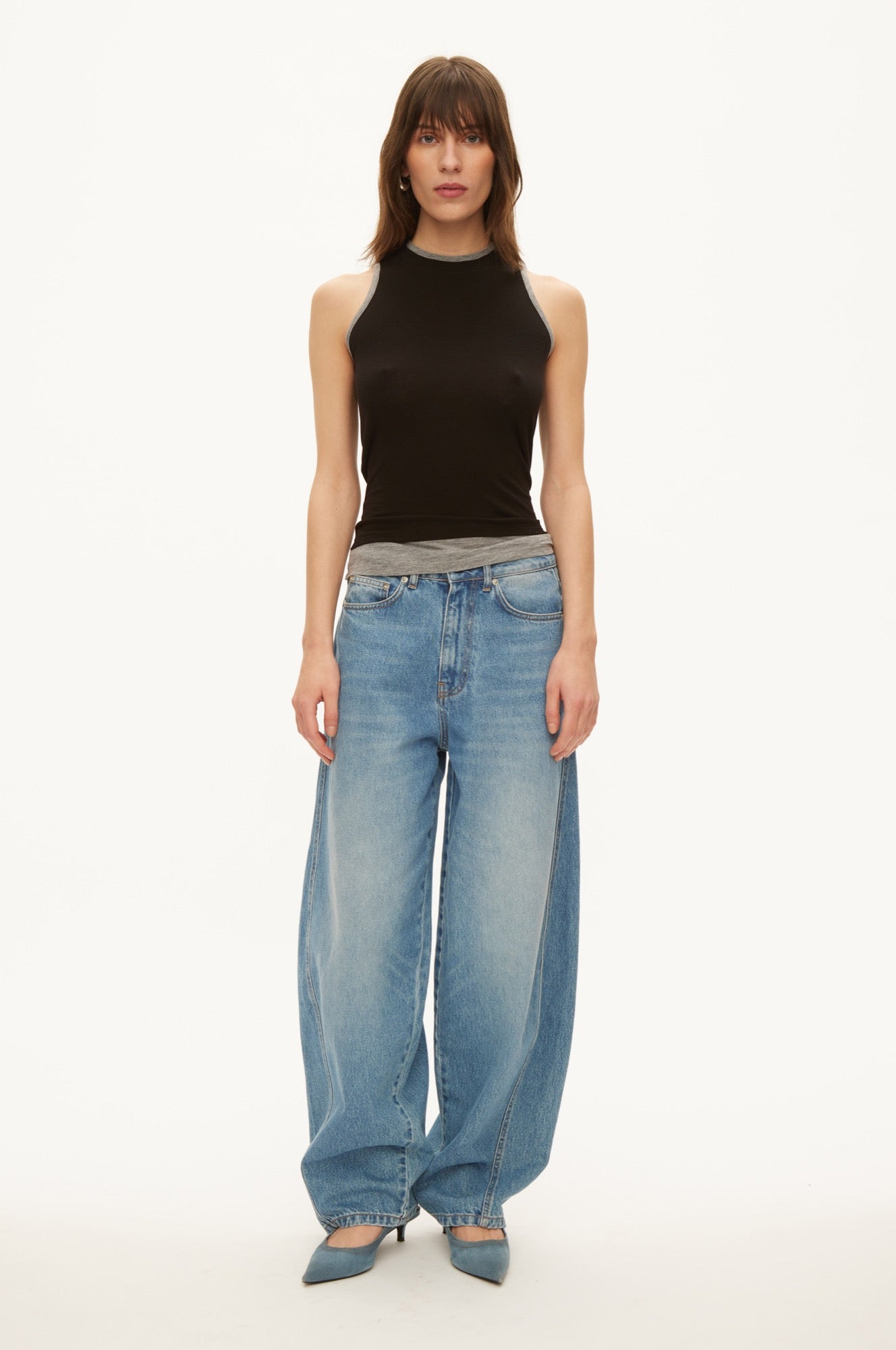 Oval Square Bibi tank top TOP Black/grey melange