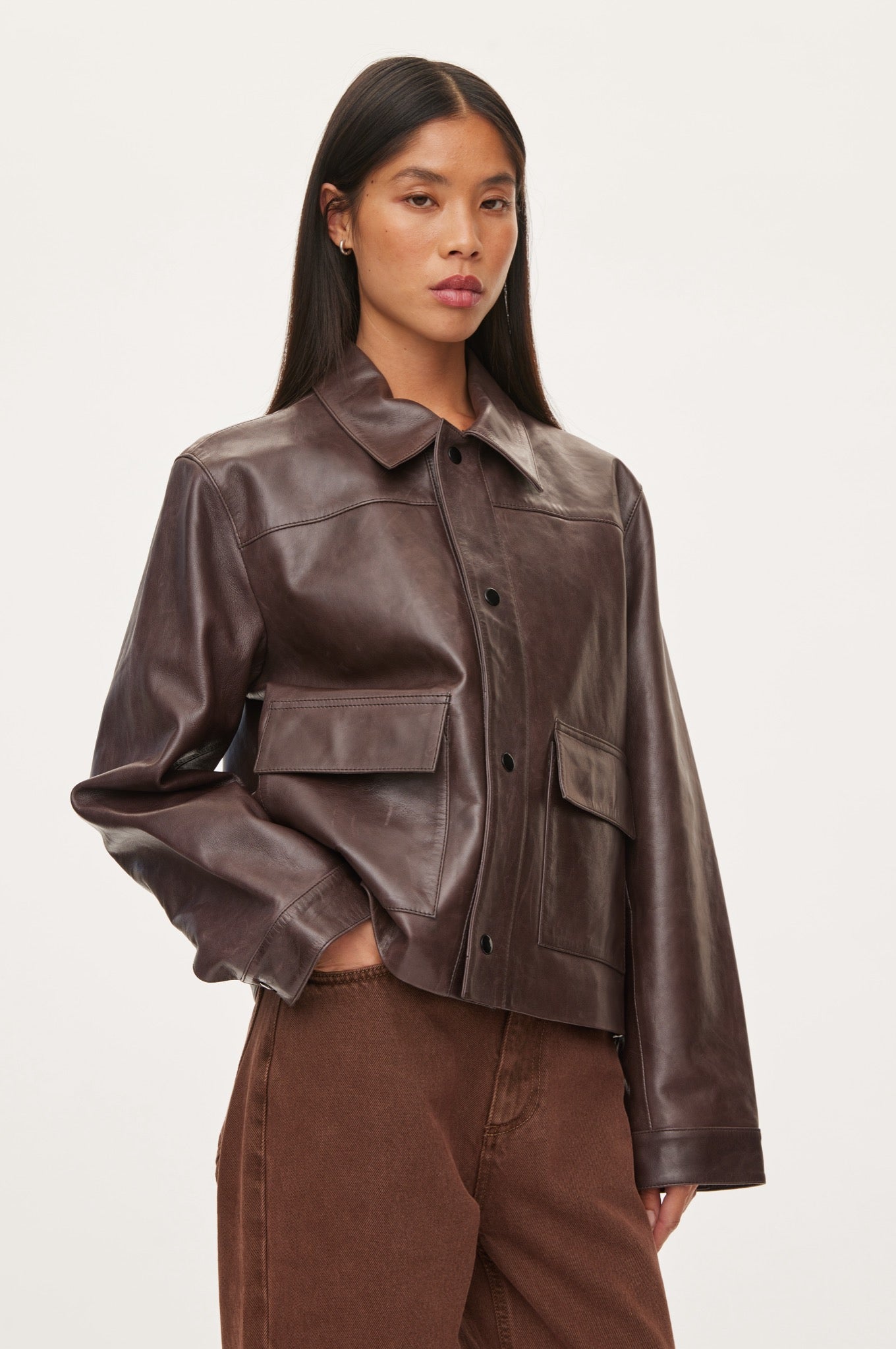 Oval Square Billie Leather Jacket JACKETS 6024 Coffee