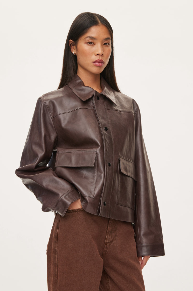 Oval Square Billie Leather Jacket JACKETS 6024 Coffee