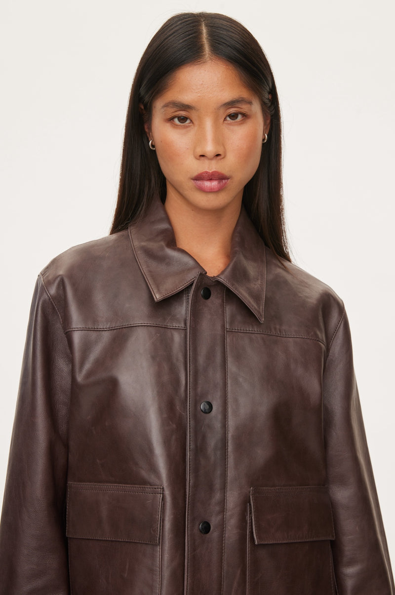 Oval Square Billie Leather Jacket JACKETS 6024 Coffee