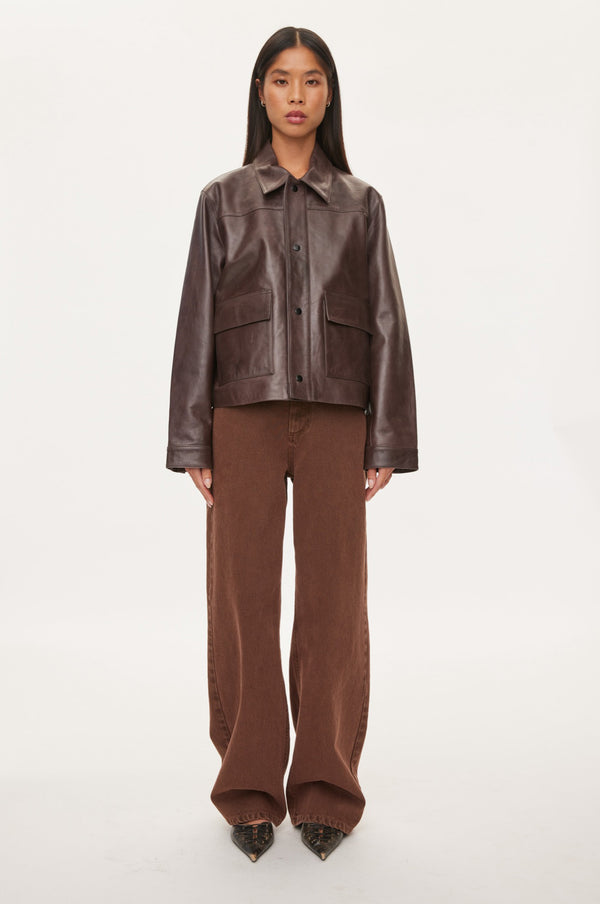 Oval Square Billie Leather Jacket JACKETS 6024 Coffee