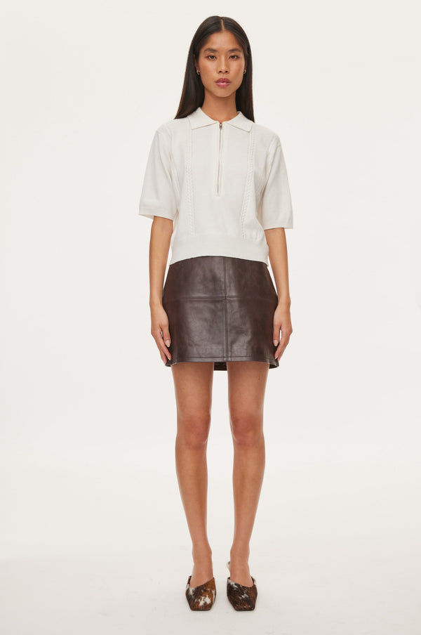 Oval Square Billie Leather Skirt SKIRTS 6024 Coffee
