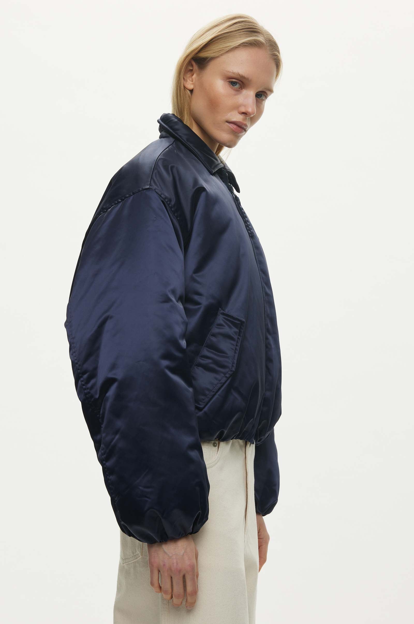 Oval Square Blink Bomber Jacket COATS Navy checks