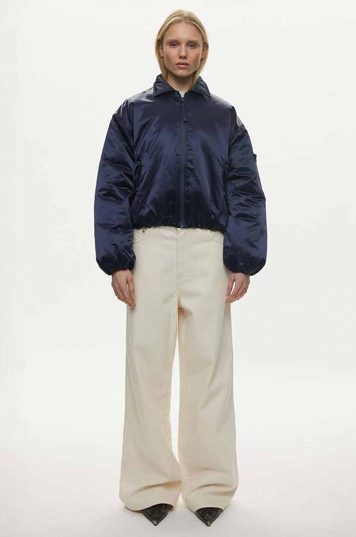 Oval Square Blink Bomber Jacket COATS Navy checks