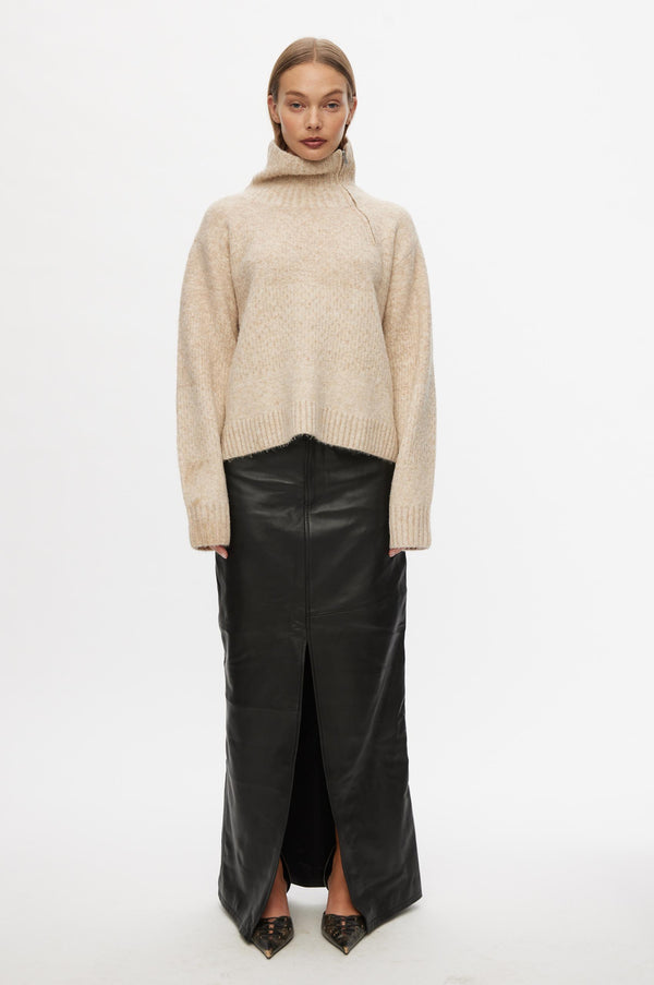 Oval Square Blur Half Zip Knit KNITS 6018 Tannin