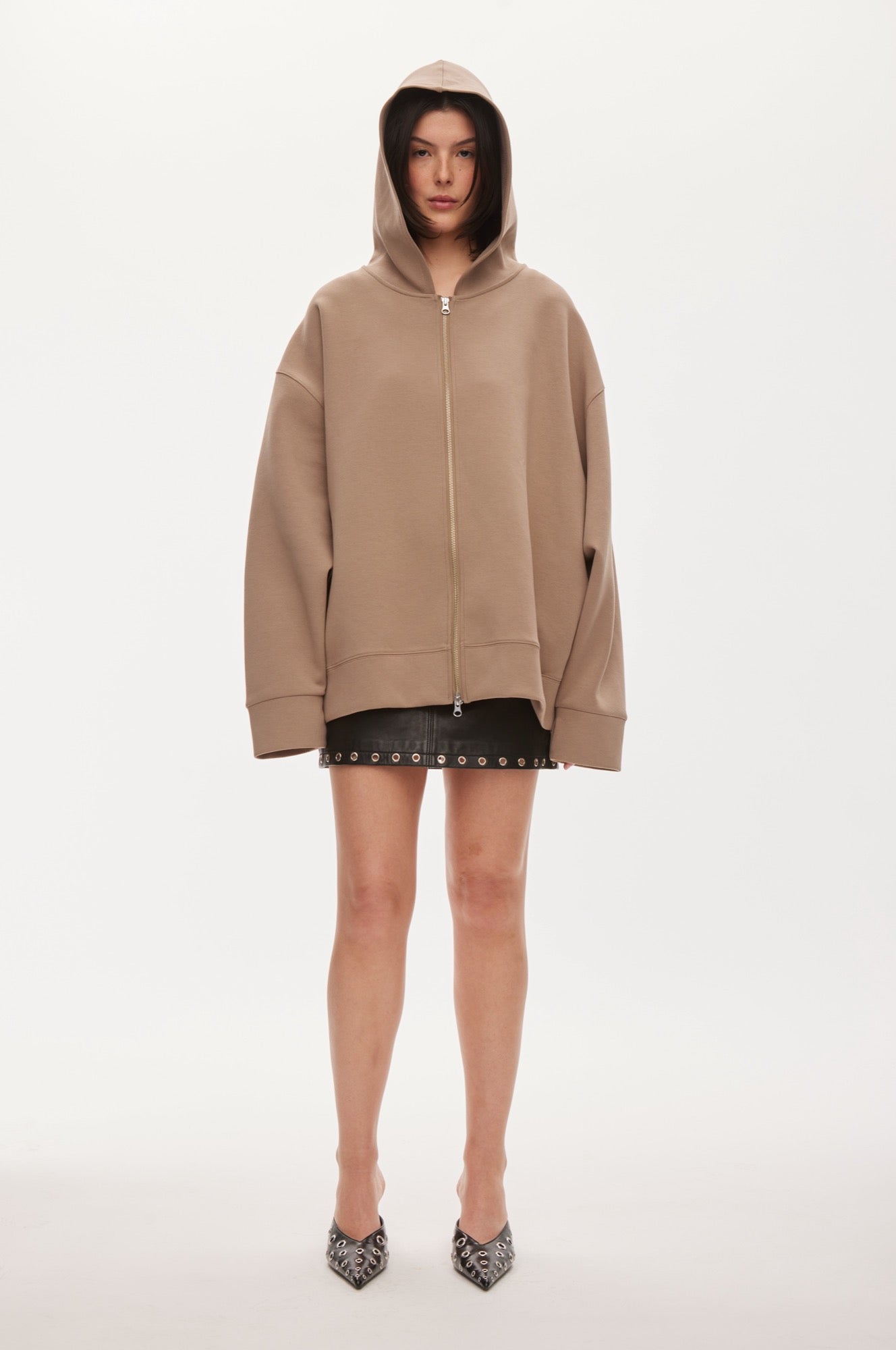 Oval Square Bobo Zip Hood SWEATSHIRTS Coca Mocha