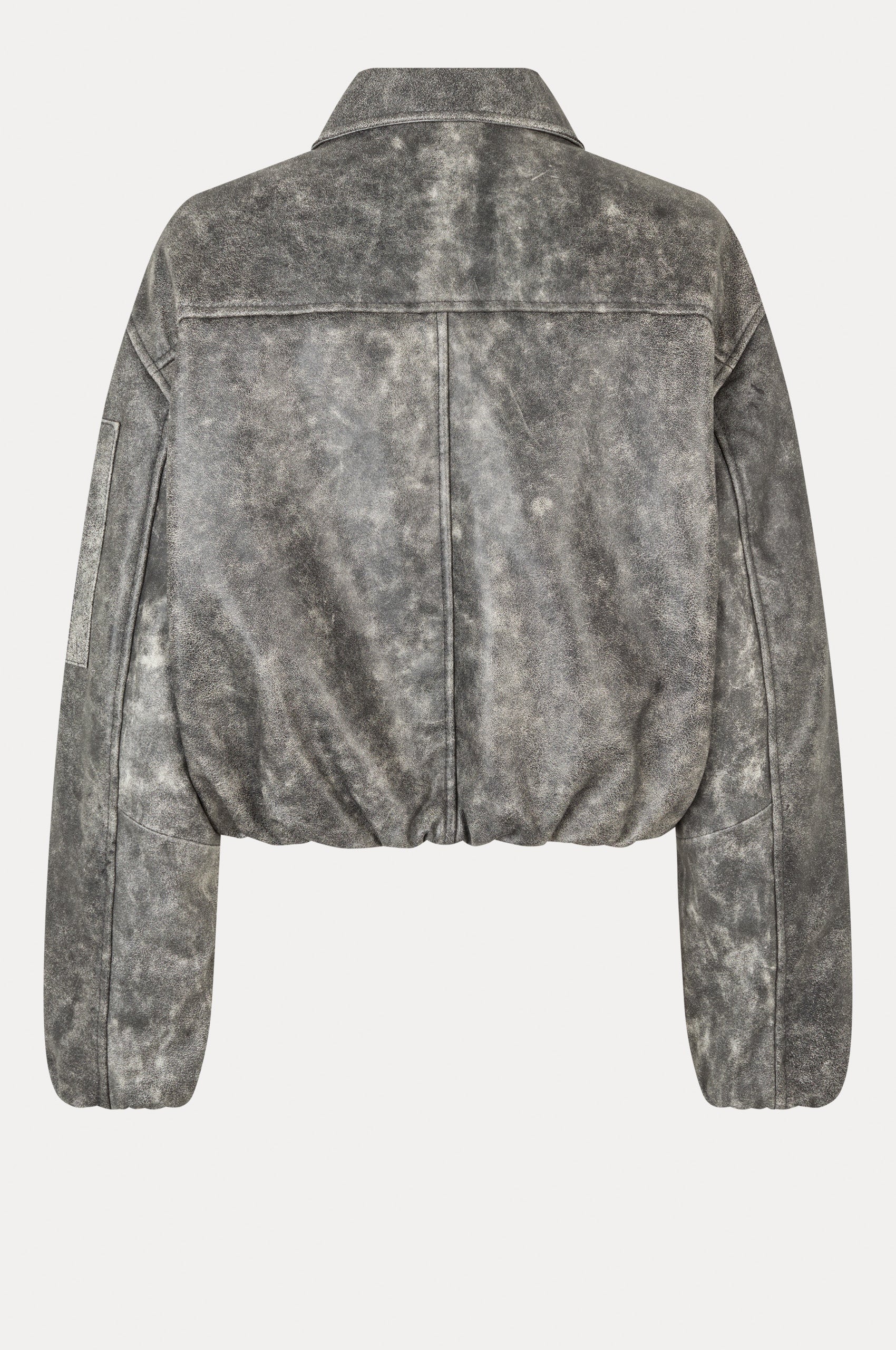 Oval Square Bold Leather Bomber JACKETS 7019 Dark Grey Washed
