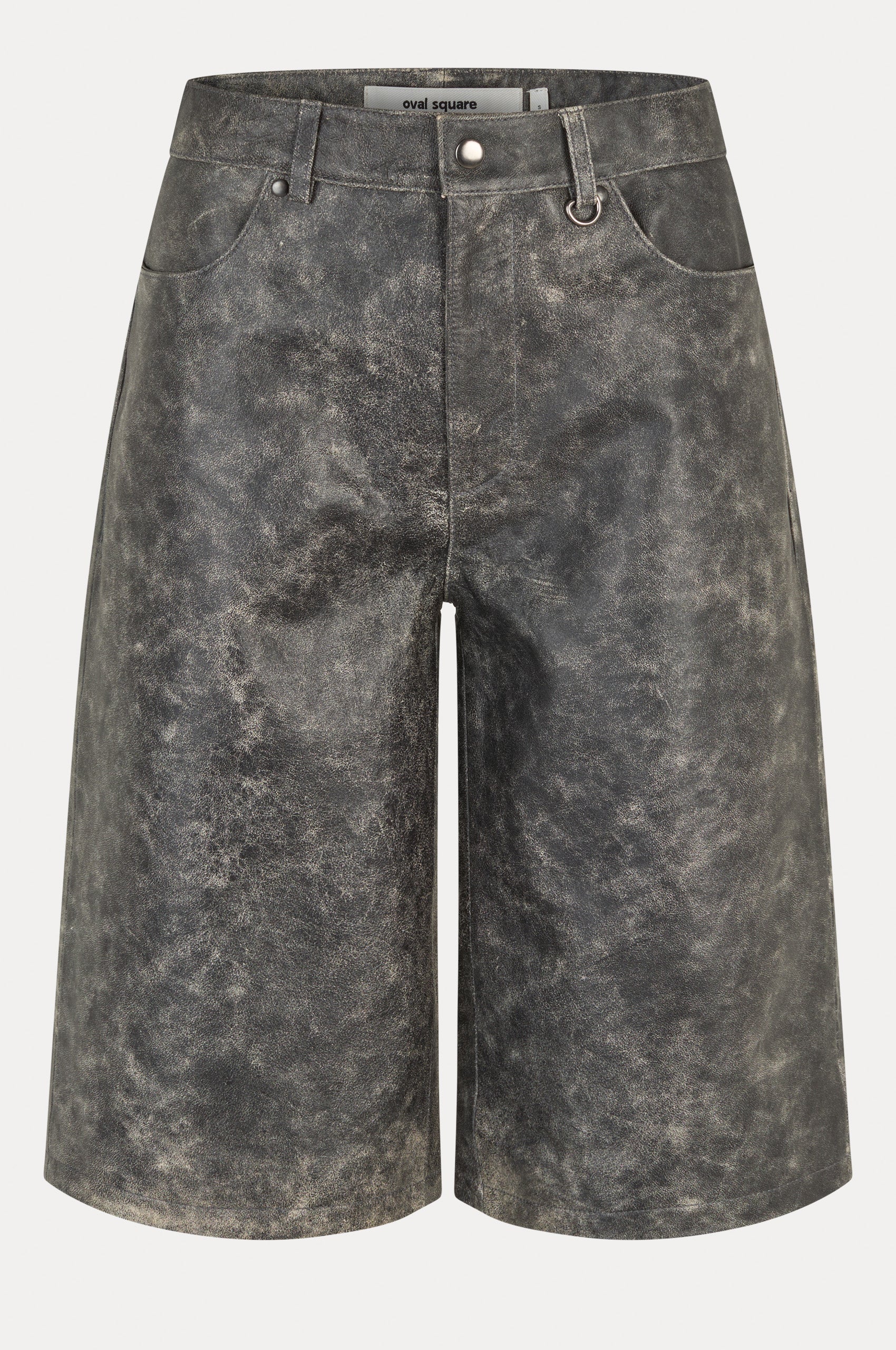 Oval Square Bold Leather Shorts SHORTS 7019 Dark Grey Washed