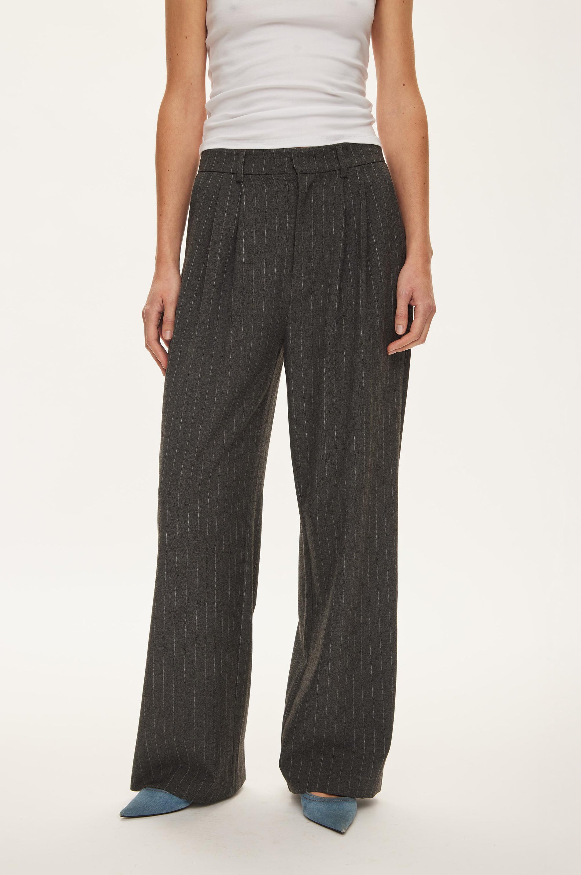 ノリボーwide stripe slacks グレー&ブラック　2本セット Bonnie Trousers – oval square