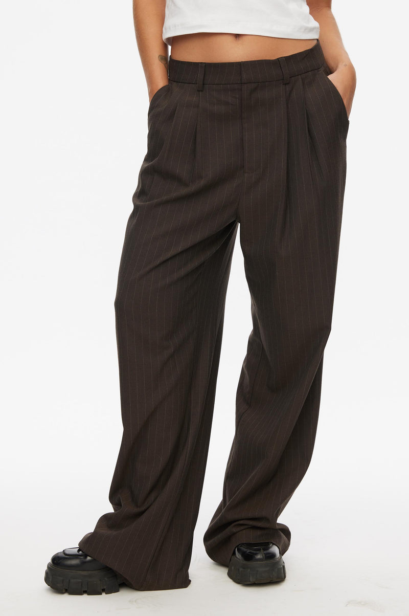 Oval Square Bonnie Trousers TROUSERS 9056 Dark Brown Pinstripe
