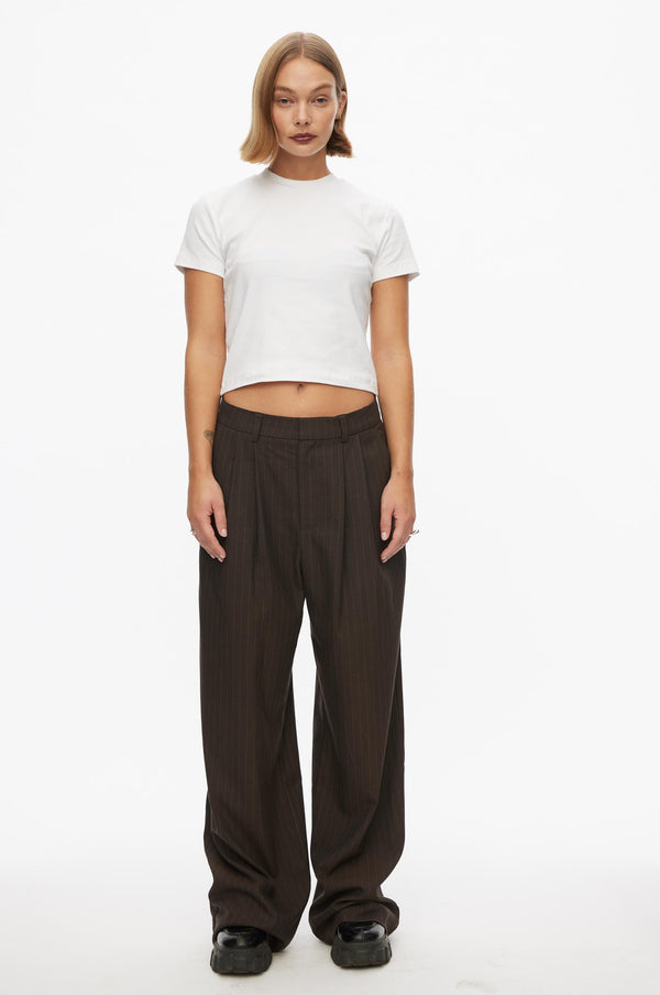 Oval Square Bonnie Trousers TROUSERS 9056 Dark Brown Pinstripe