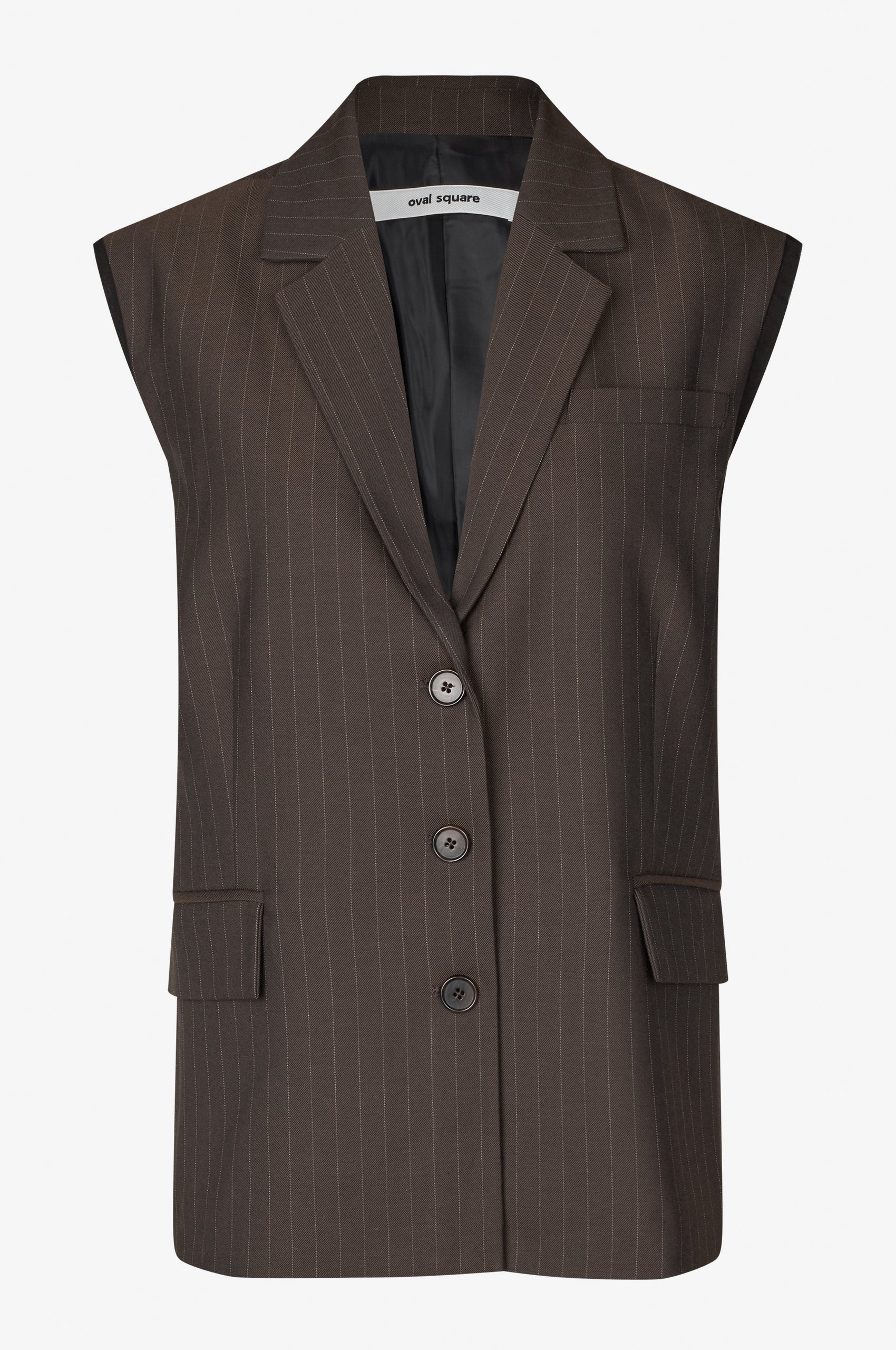 Oval Square Bonnie Vest VESTS 9056 Dark Brown Pinstripe