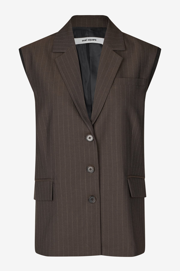 Oval Square Bonnie Vest VESTS 9056 Dark Brown Pinstripe