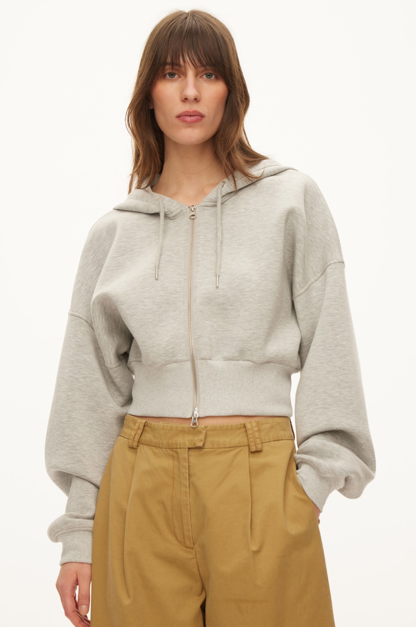 Oval Square Bowie zip hoodie SWEATS Grey Melange