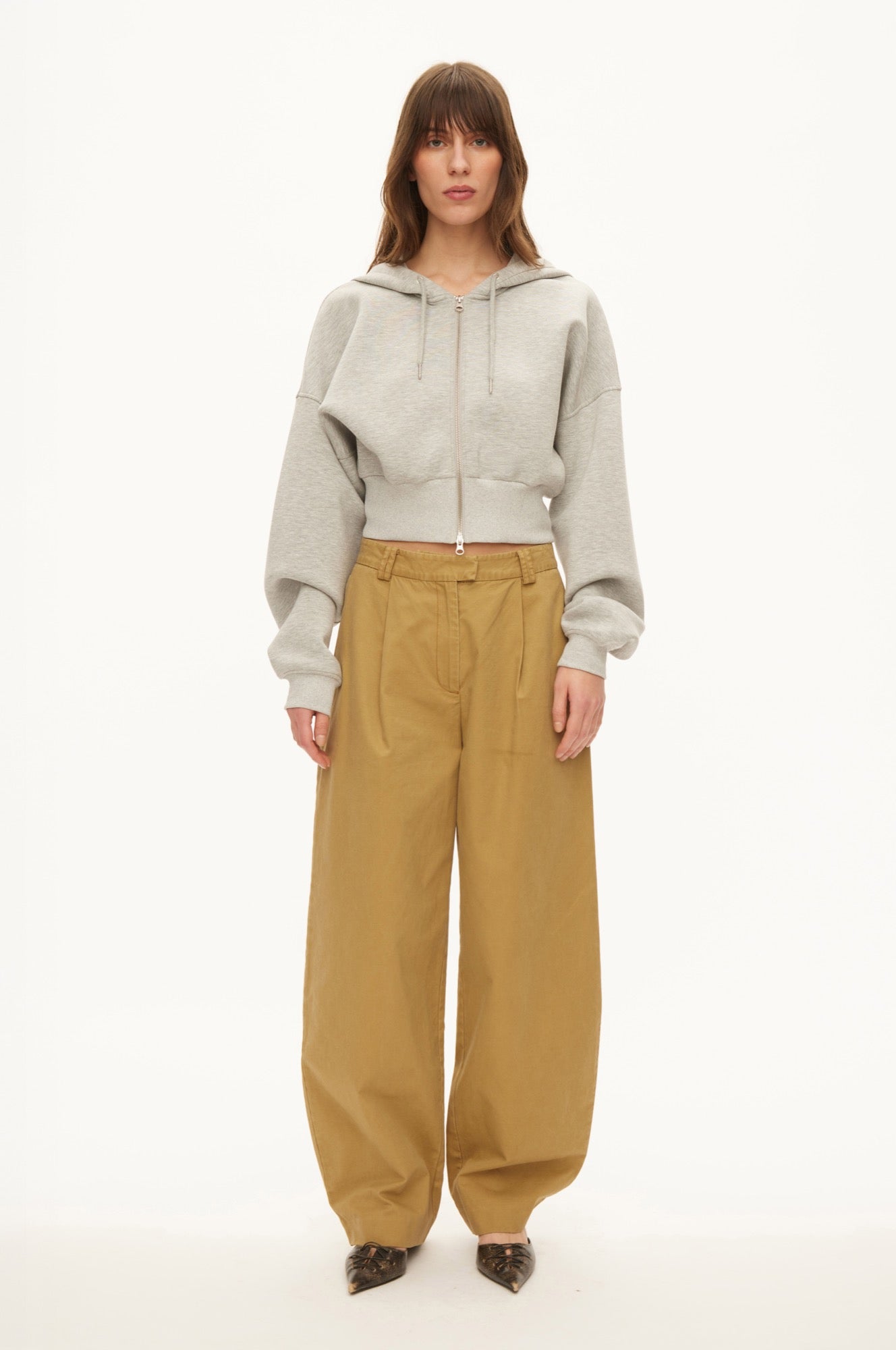 Oval Square Bowie zip hoodie SWEATS Grey Melange