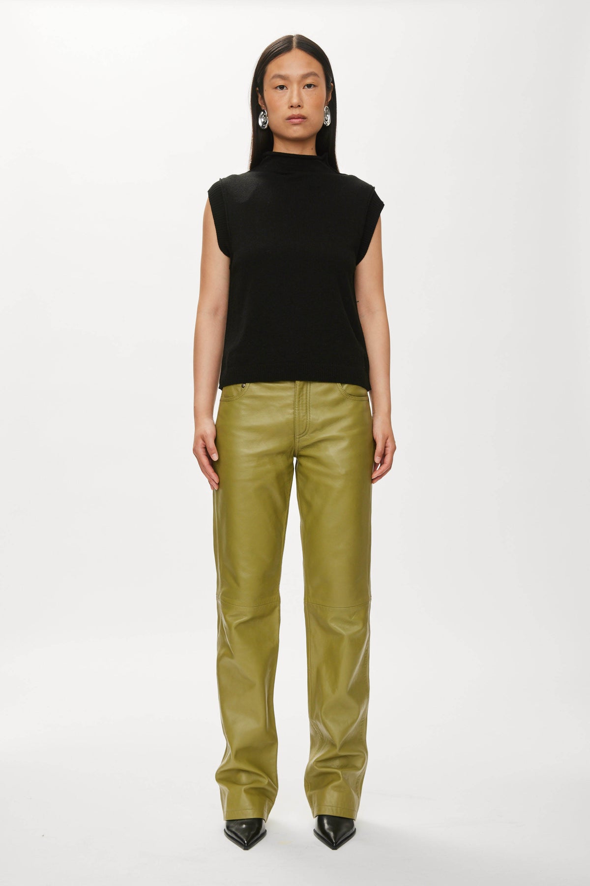Oval Square Carla High Neck Top KNITS Black