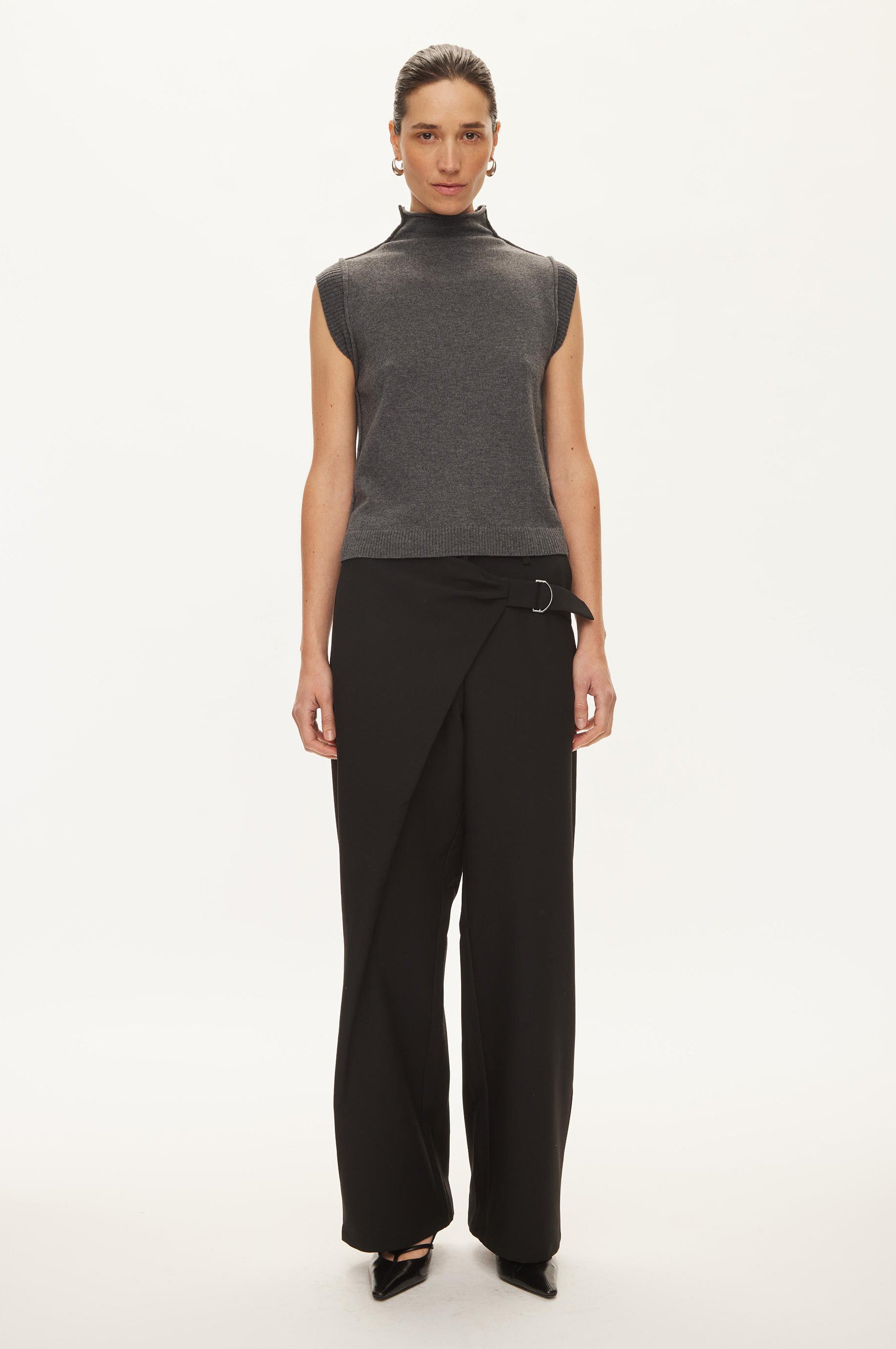 Oval Square Carla High Neck Top KNITS Dark Gull Grey