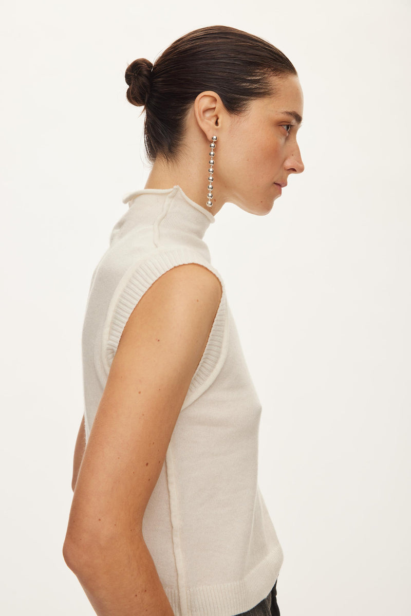 Oval Square Carla High Neck Top KNITS Off White