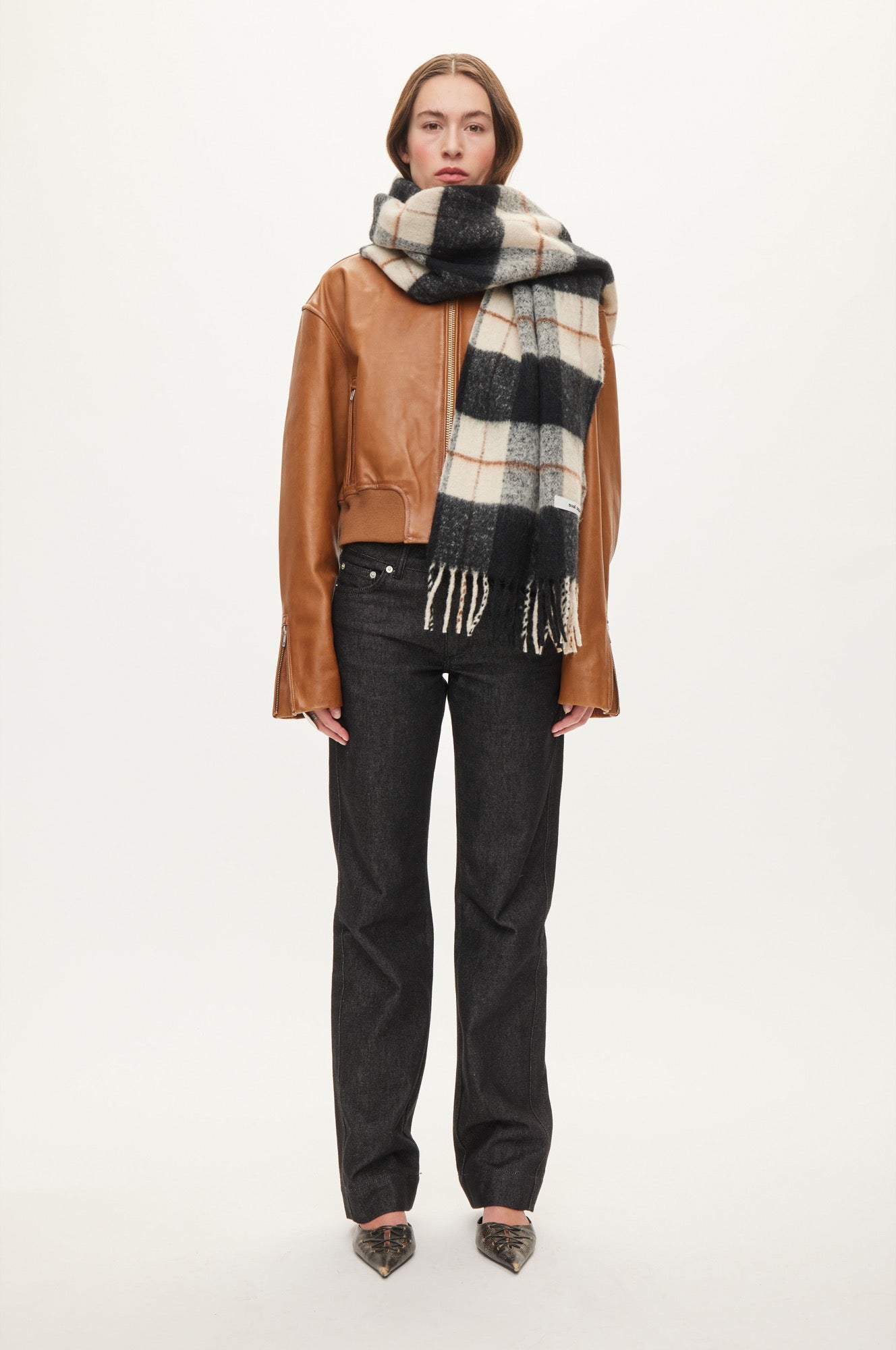 Oval Square Check Scarf SCARFS Black/Off White