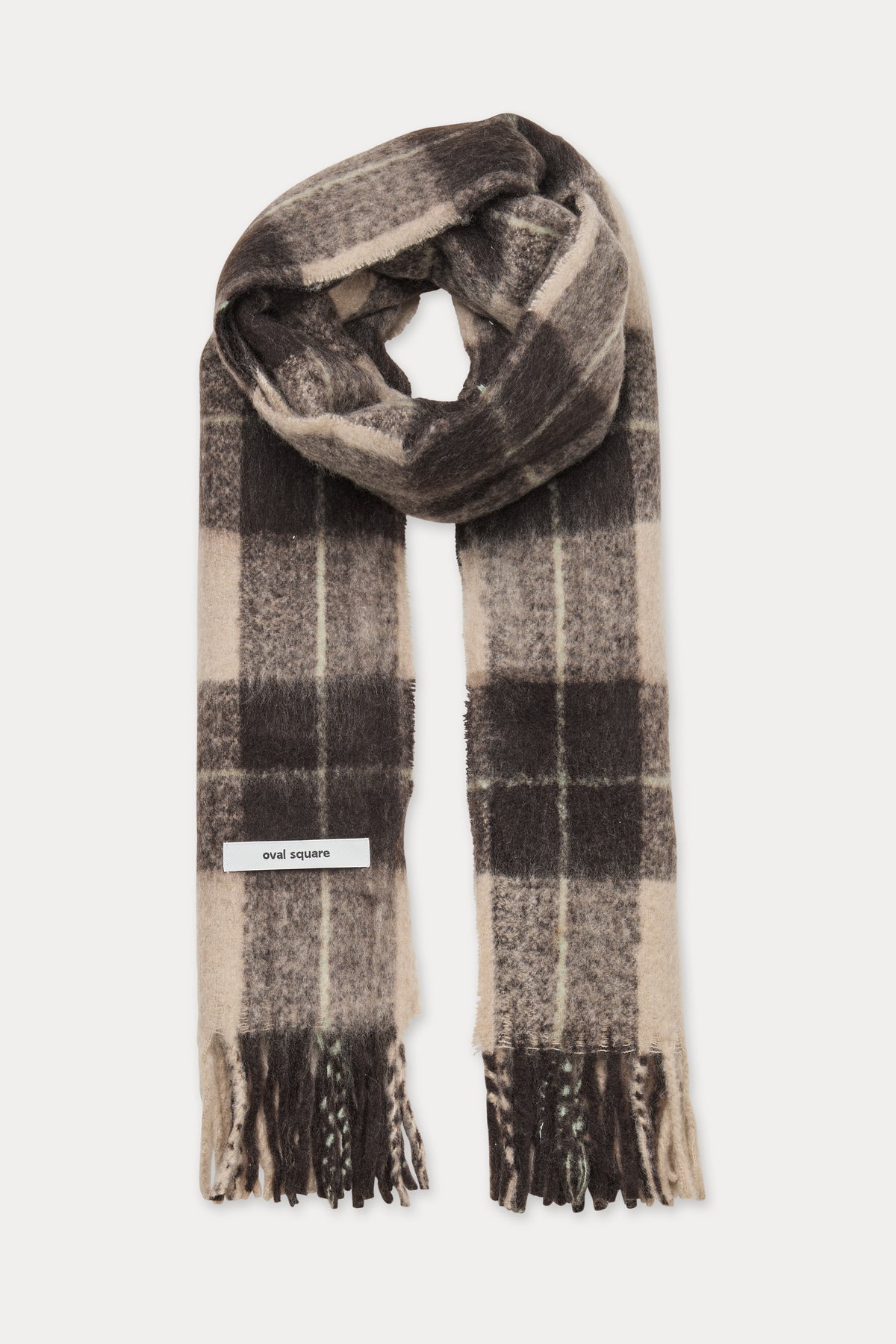 Oval Square Check Scarf SCARFS Brown/off white