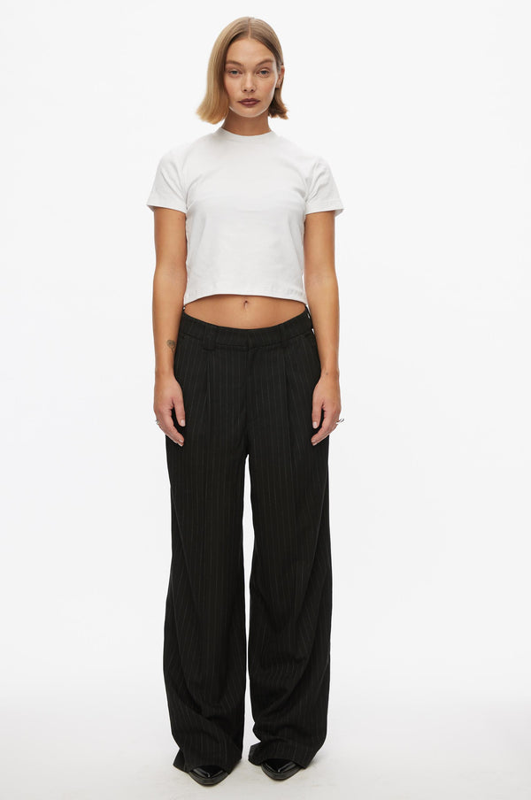 Oval Square Clyde Trousers TROUSERS 9040 Black Pinstripe