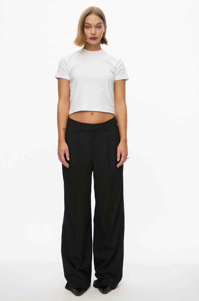 Oval Square Clyde Trousers TROUSERS 9040 Black Pinstripe