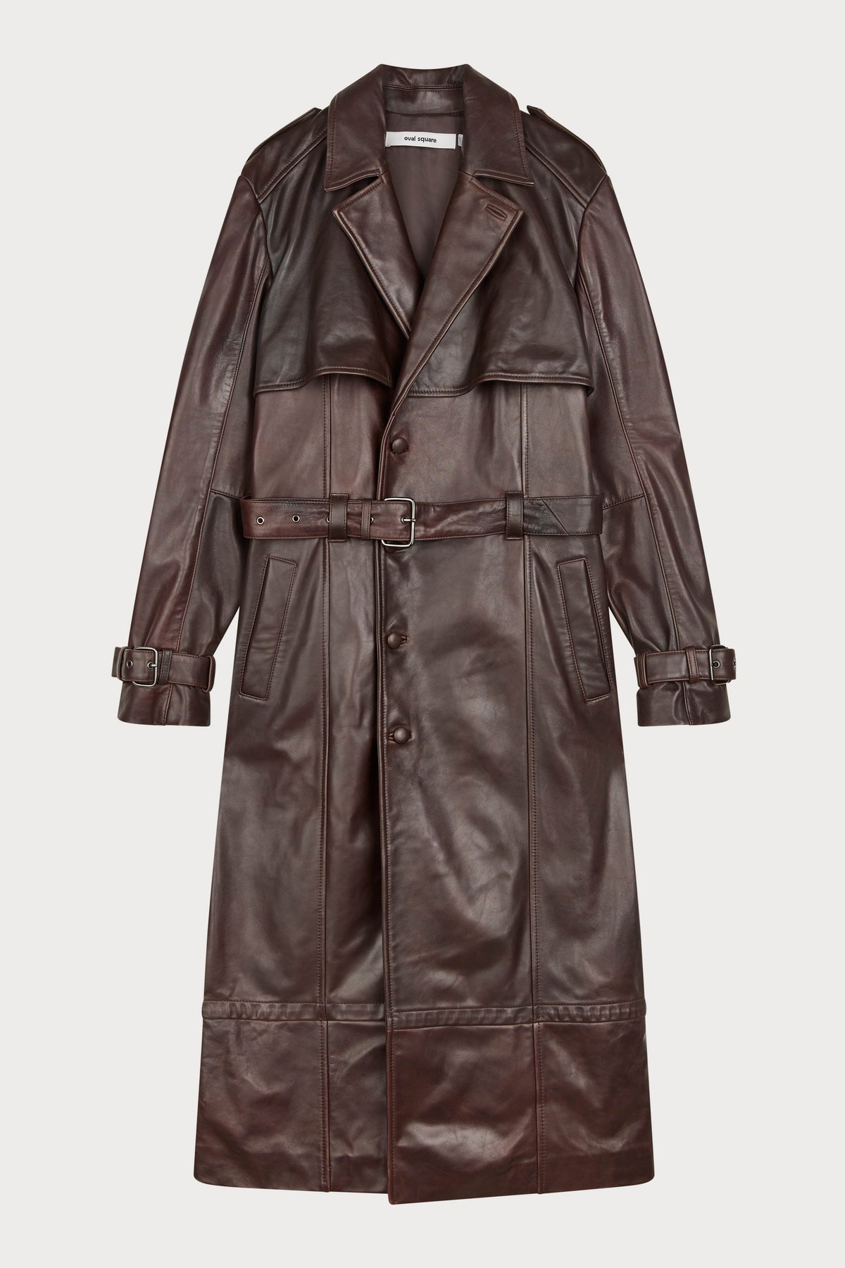 Oval Square Cora leather coat JACKETS Chocolate Torte