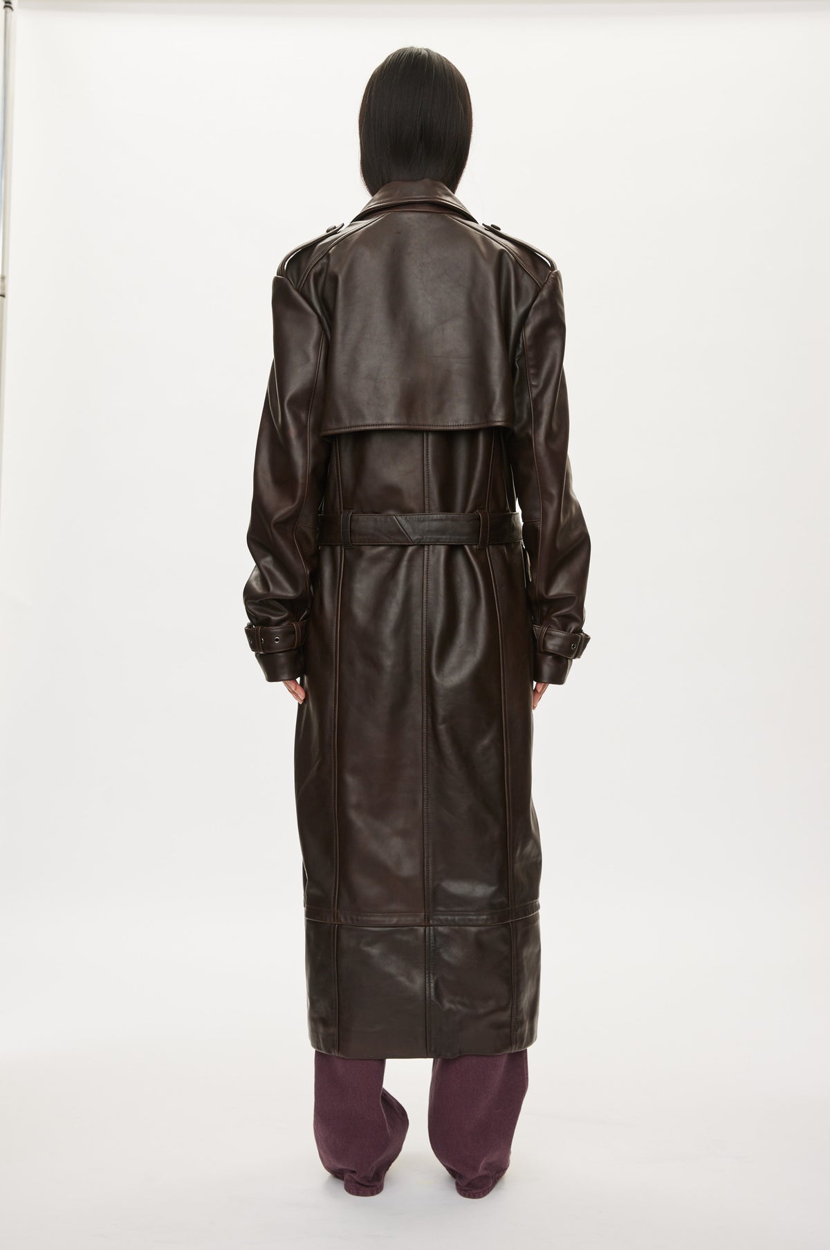 Oval Square Cora leather coat JACKETS Chocolate Torte
