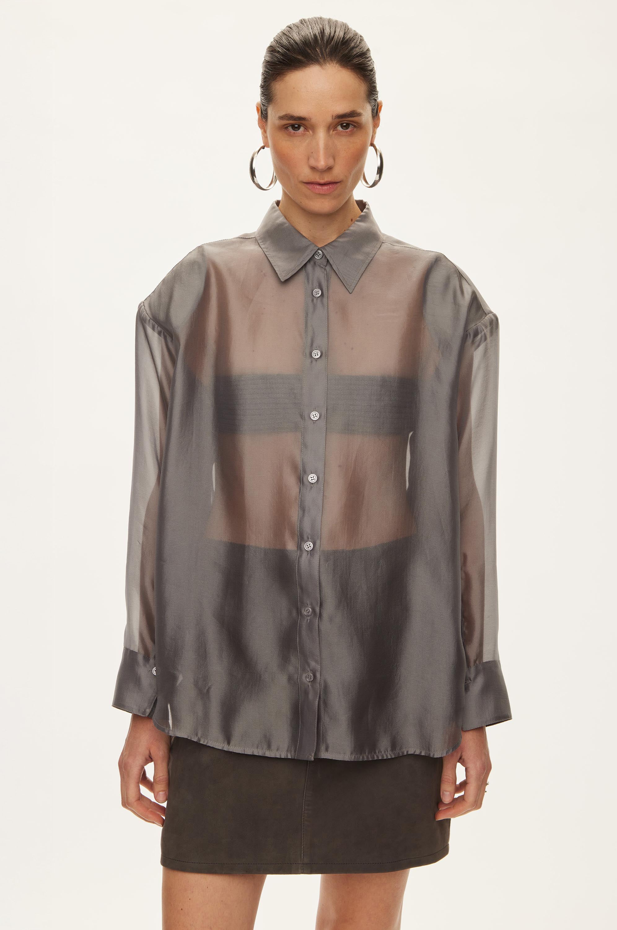 Oval Square Cosmo Sheer Shirt SHIRTS Dark Gull Grey