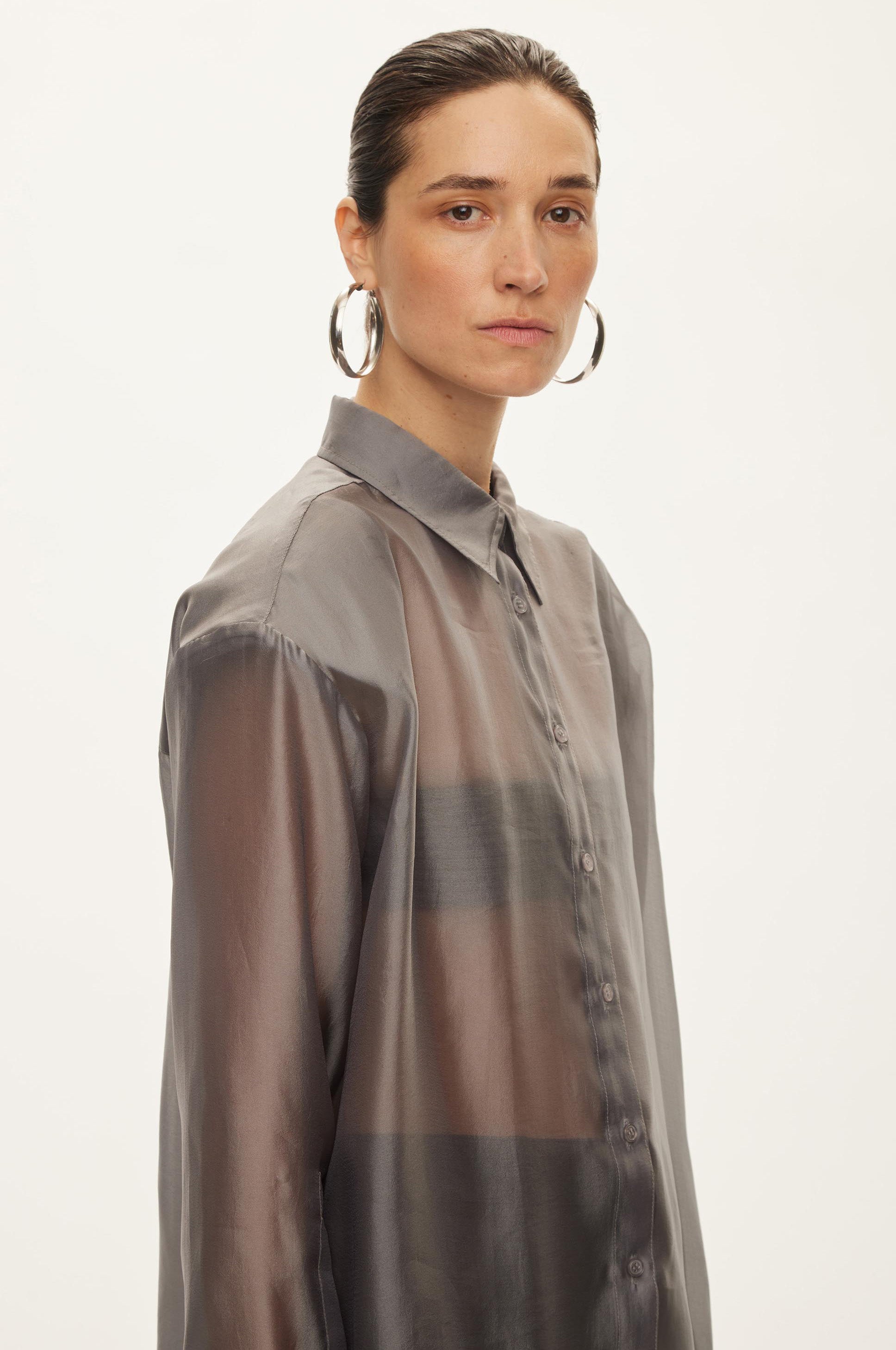 Oval Square Cosmo Sheer Shirt SHIRTS Dark Gull Grey