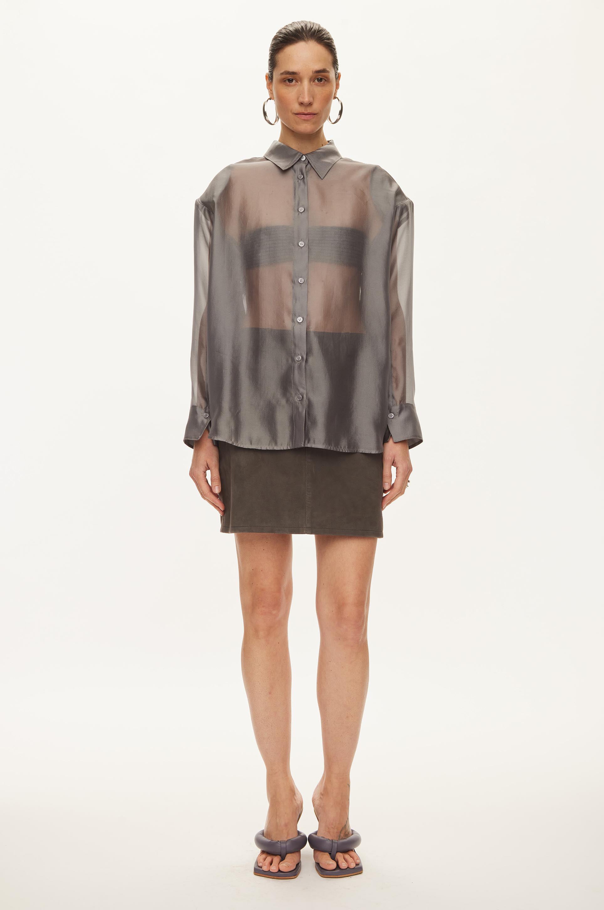 Oval Square Cosmo Sheer Shirt SHIRTS Dark Gull Grey