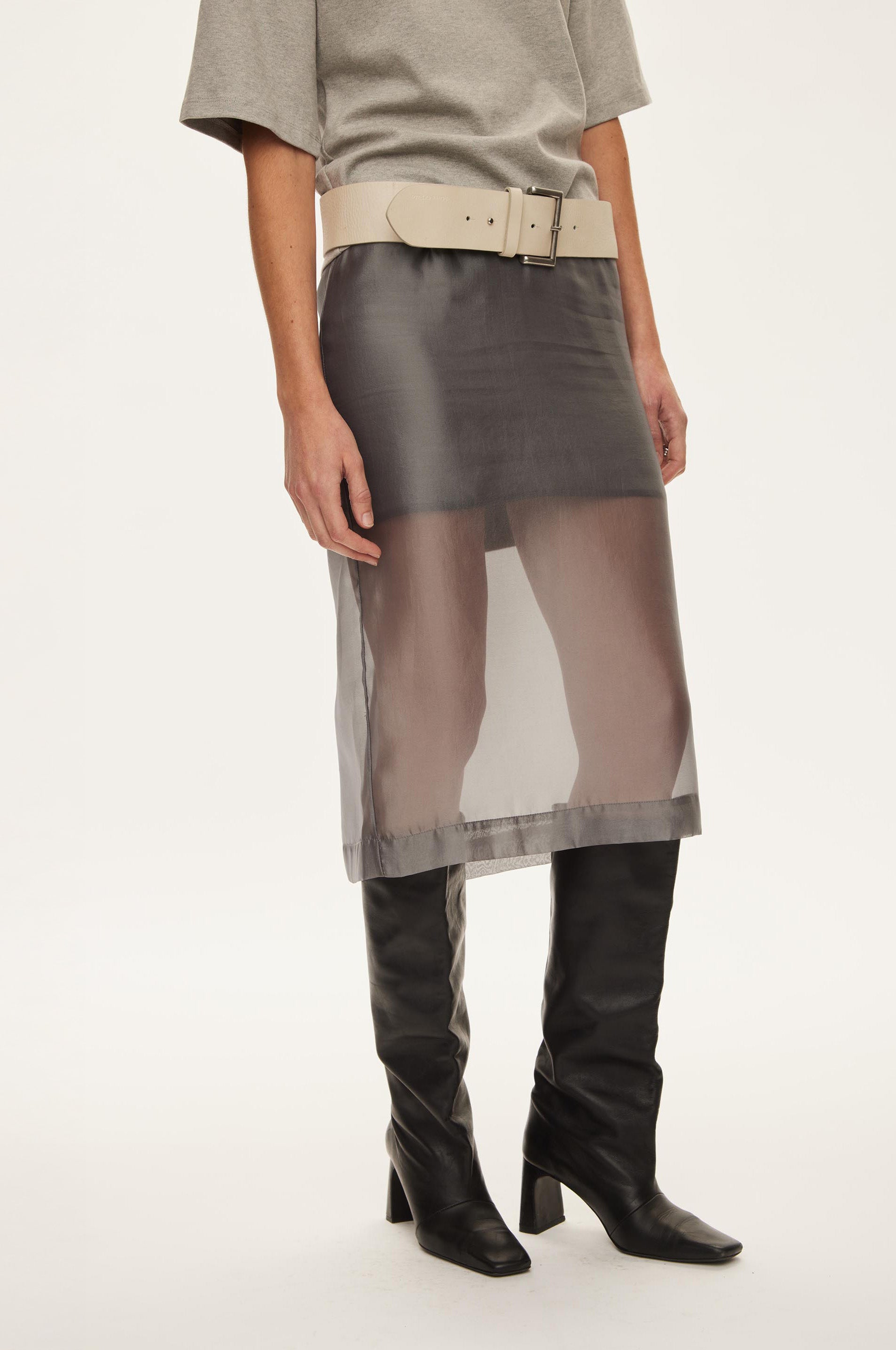 Oval Square Cosmo Sheer Skirt SKIRTS Dark Gull Grey